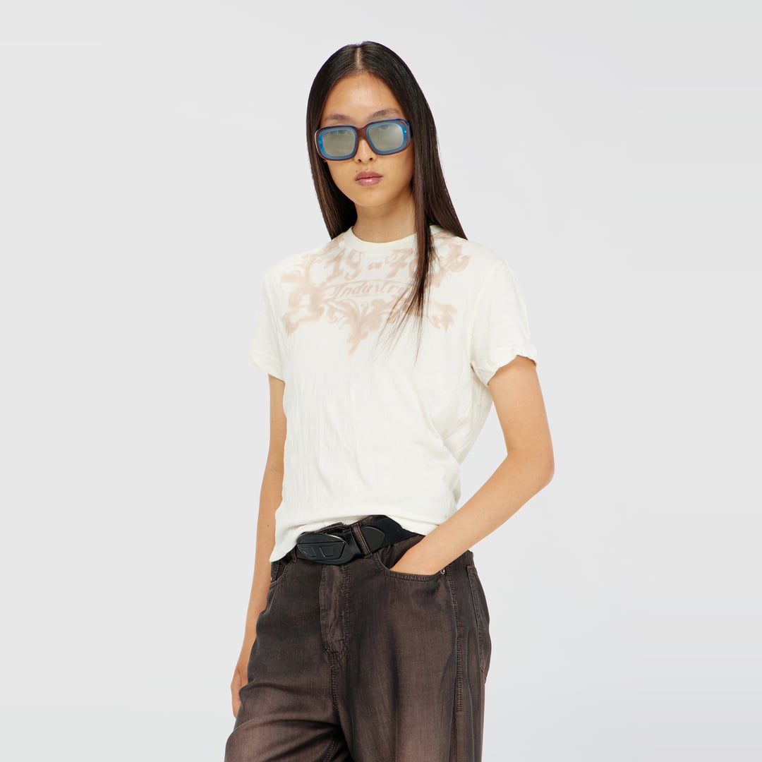 Diesel - Cotton T-shirt with graphic print - T-Shirts - Woman - Multicolor