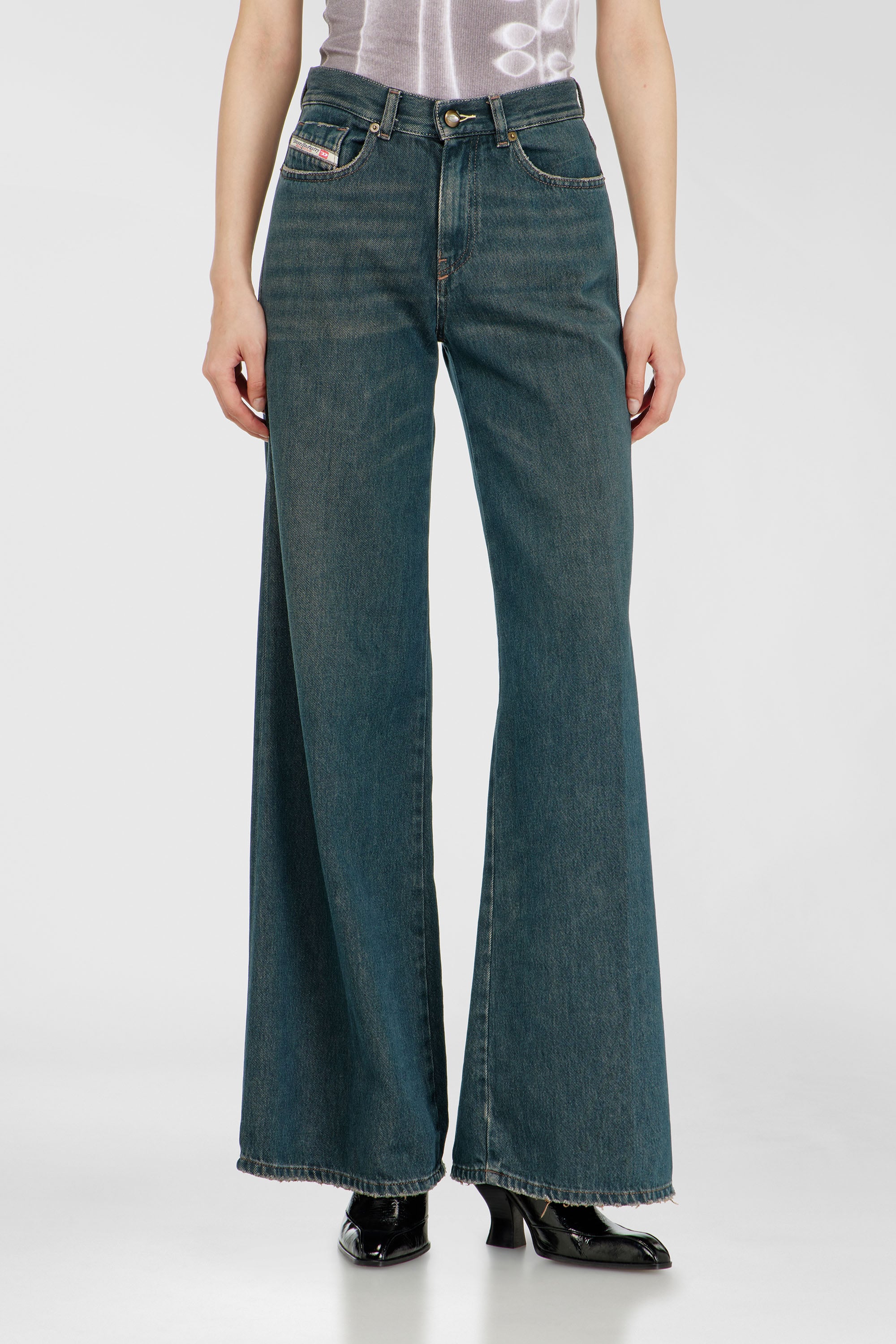 Diesel Flare Jeans Regular Waist 1978 D-Akemi, Dark blue, Zip fly