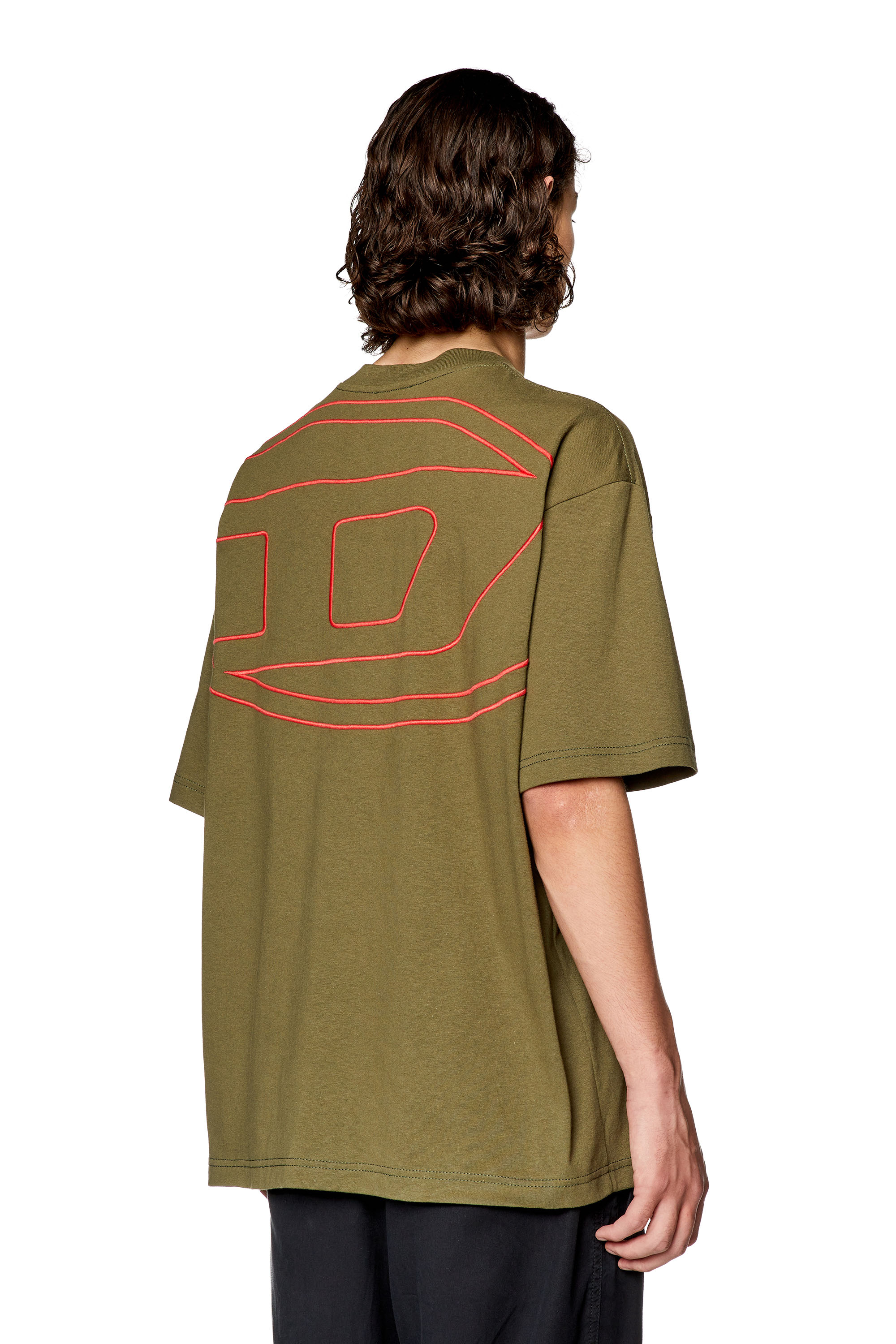 Diesel T-shirt With Maxi Oval D Embroidery In Green