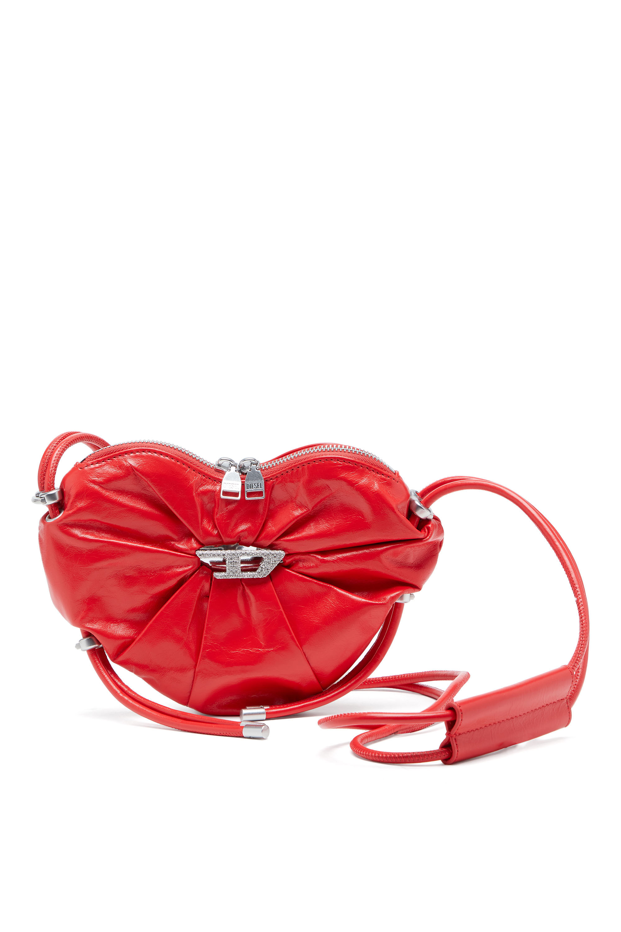 Diesel Ženský Červený - Scrunch-D-Heart Shoulder Bag In Scrunched Leather - Shoulder Bags - Woman Uni