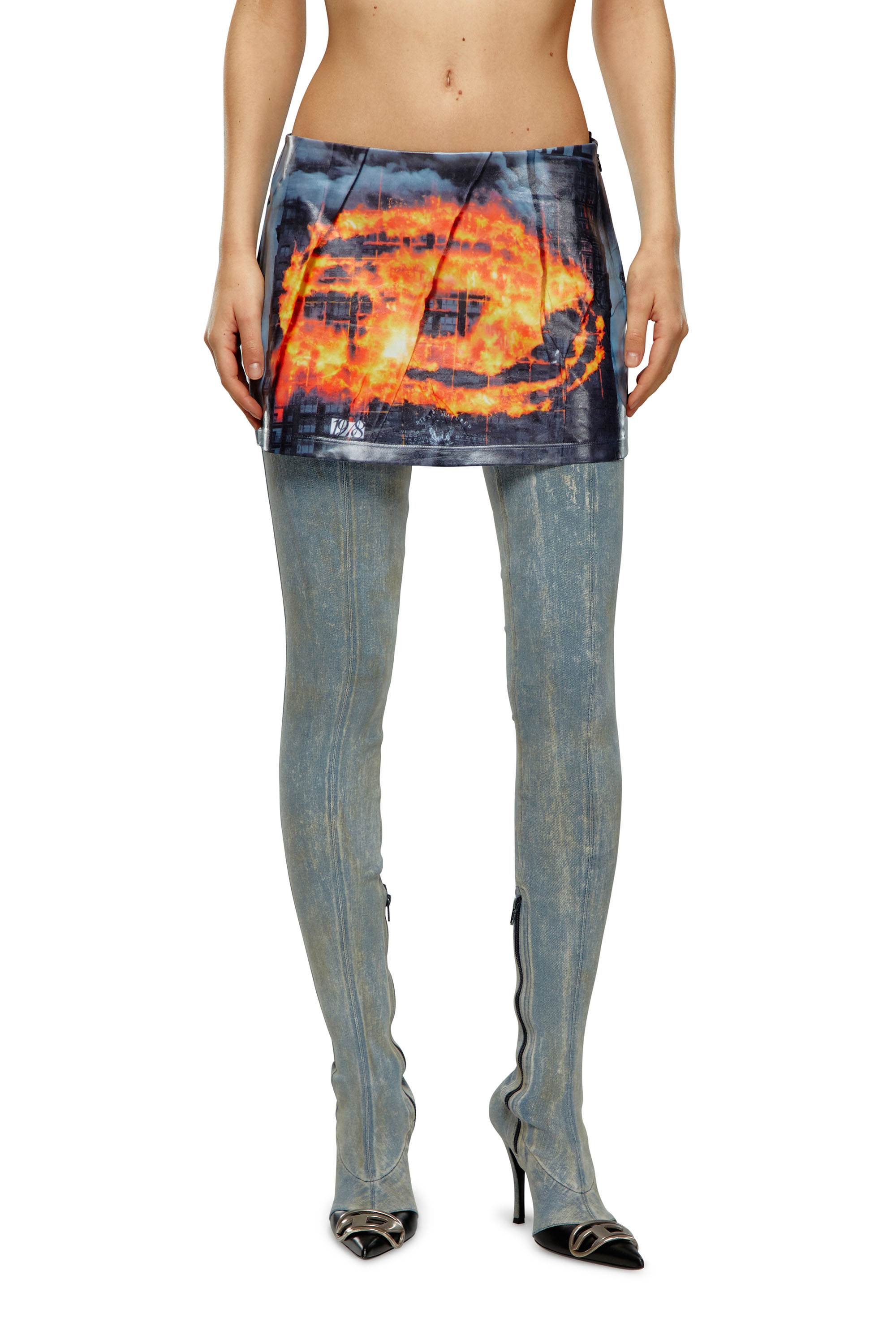 Diesel - Short skirt with poster print - Skirts - Woman - Multicolor