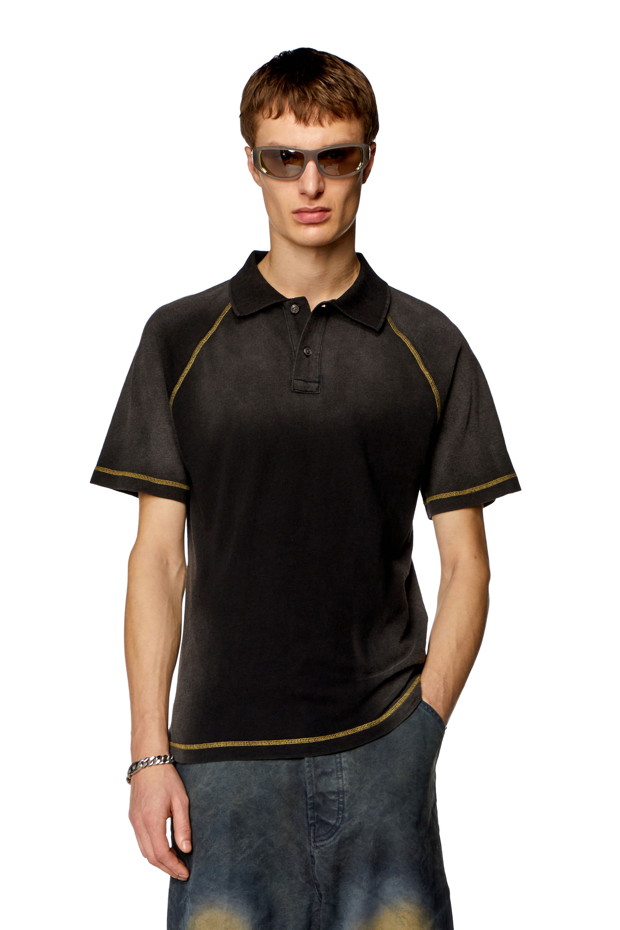 Diesel - Polo shirt with sun-faded effects - Polos - Man - Black