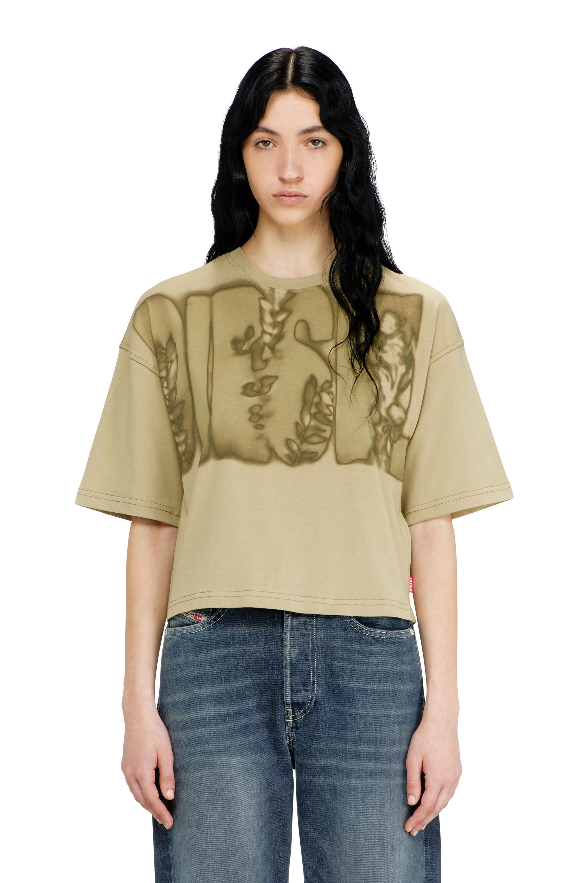 Diesel - Cropped T-shirt with digital print - T-Shirts - Woman - Green