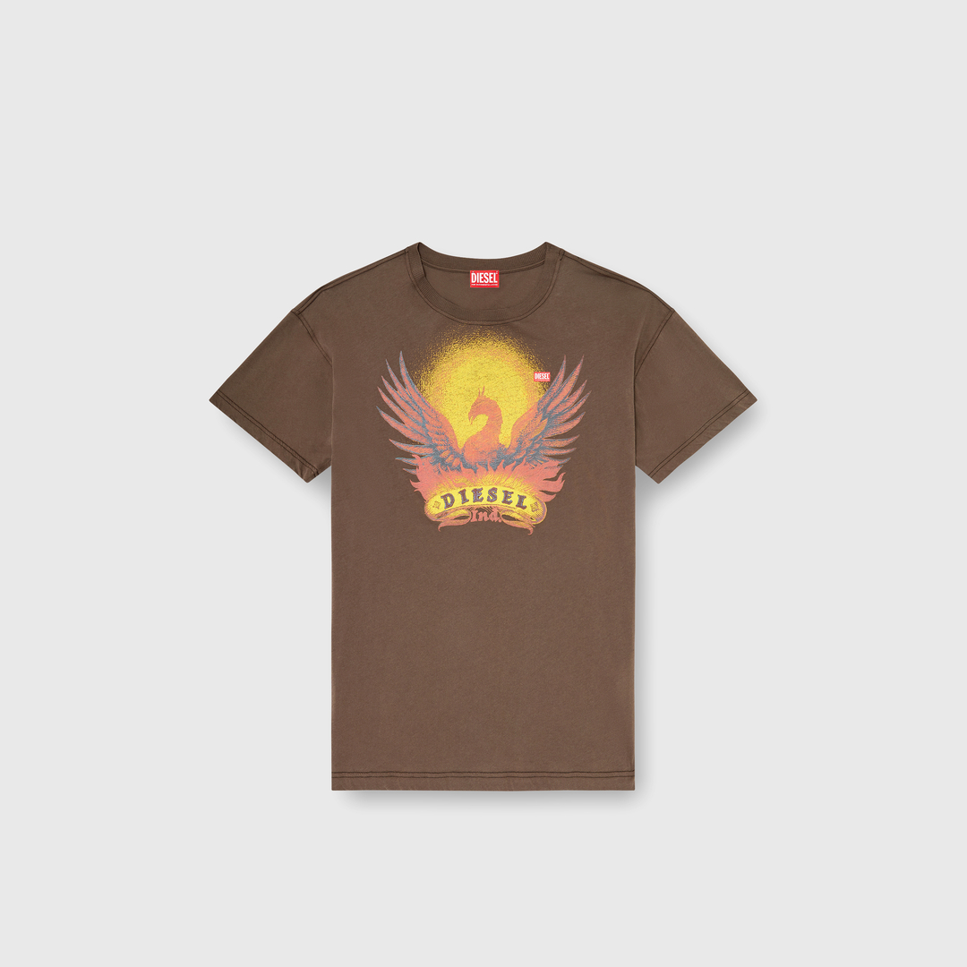 Diesel - Regular T-shirt with Phoenix print - T-Shirts - Man - Brown