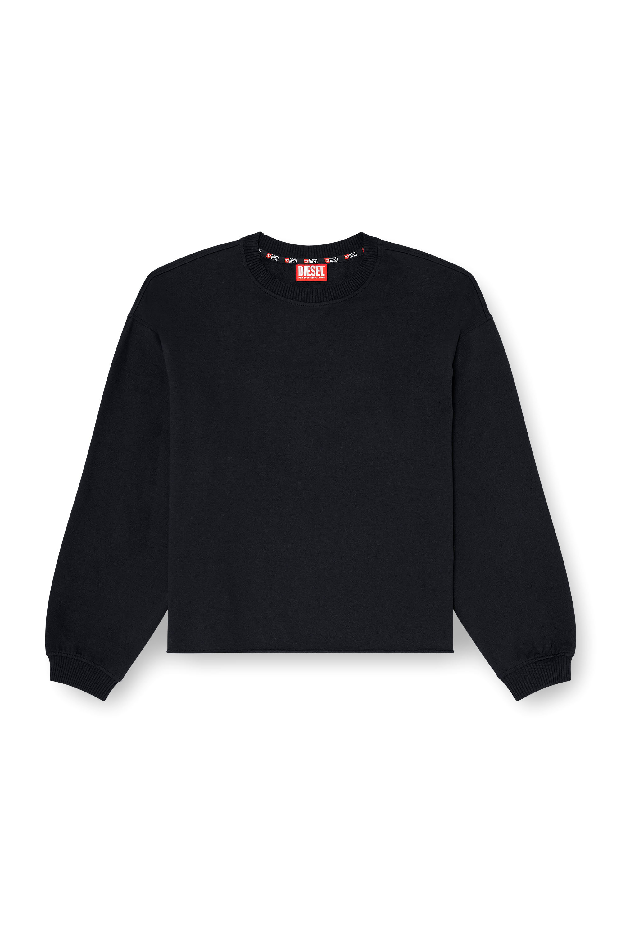 Diesel - PATRICIA-D-CORE, Woman's Peached sweatshirt with raw hem in Black - 3