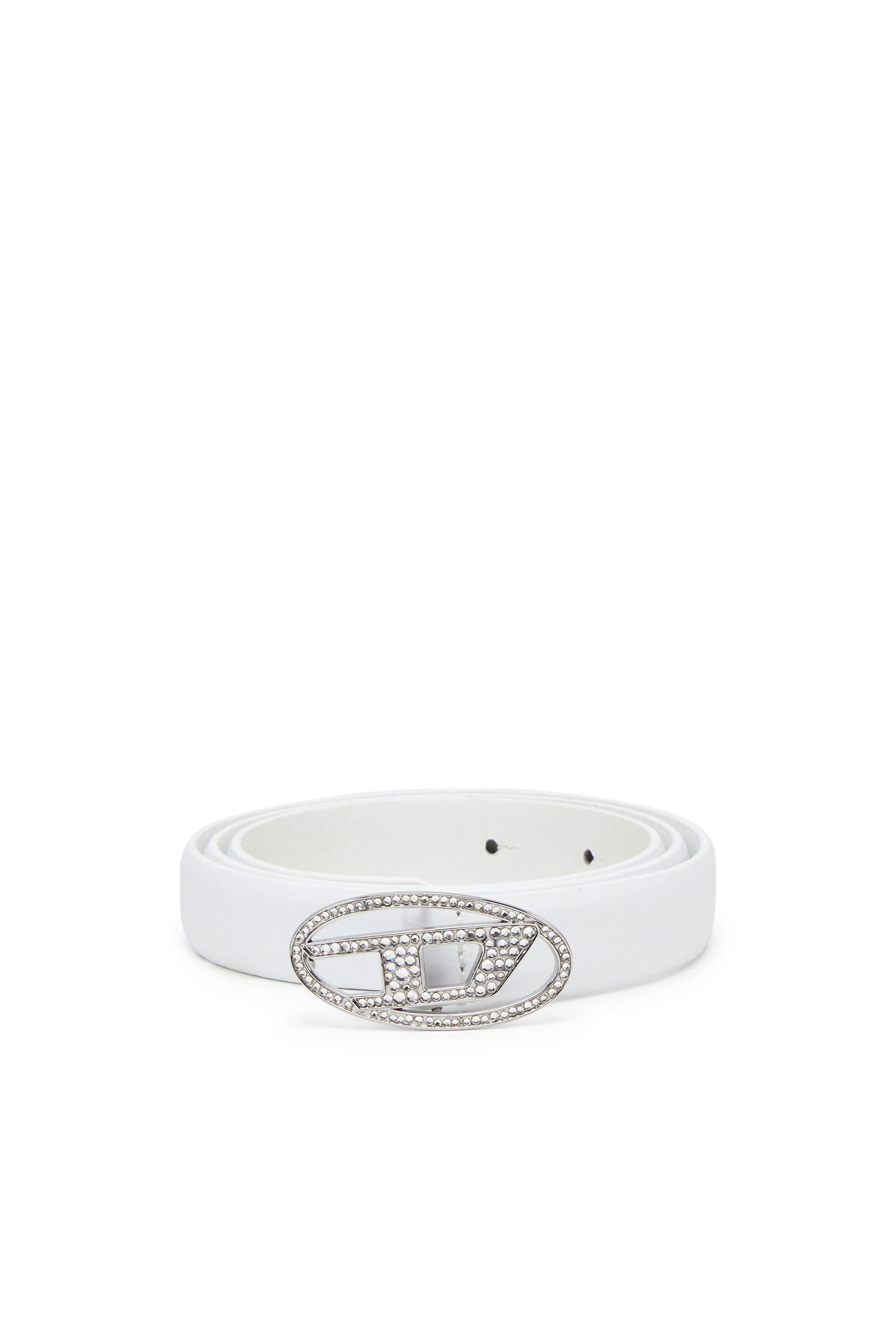 Diesel Damen Weiss - 1.9Cm Schmaler Gürtel Aus Leder Mit Schnalle Aus Kristall - Gürtel Größe 95