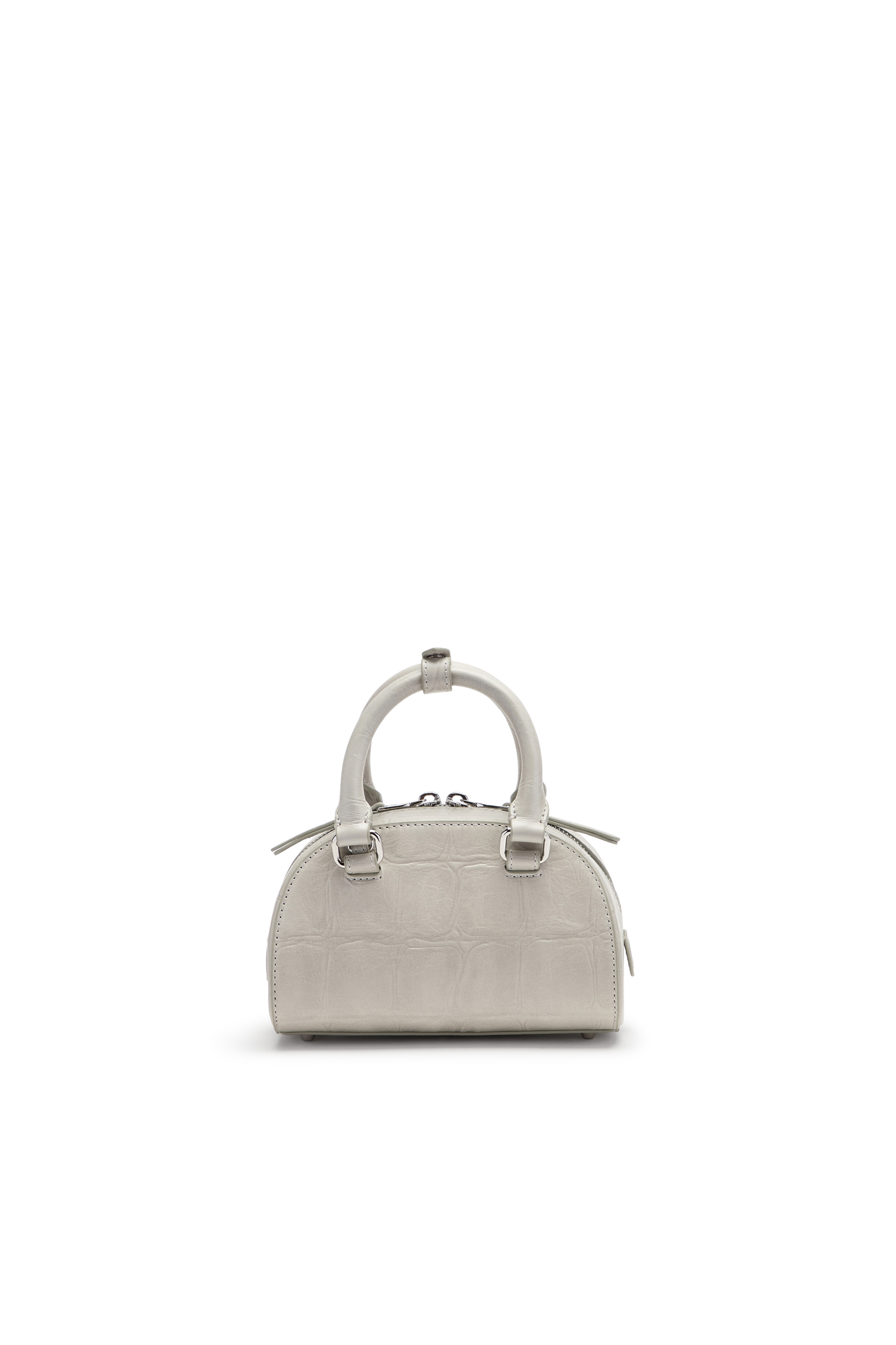 Diesel - 1DR DOME CROSSBODY, Woman's 1DR Dome-Mini bowling bag in croc-effect leather in Grey - 3