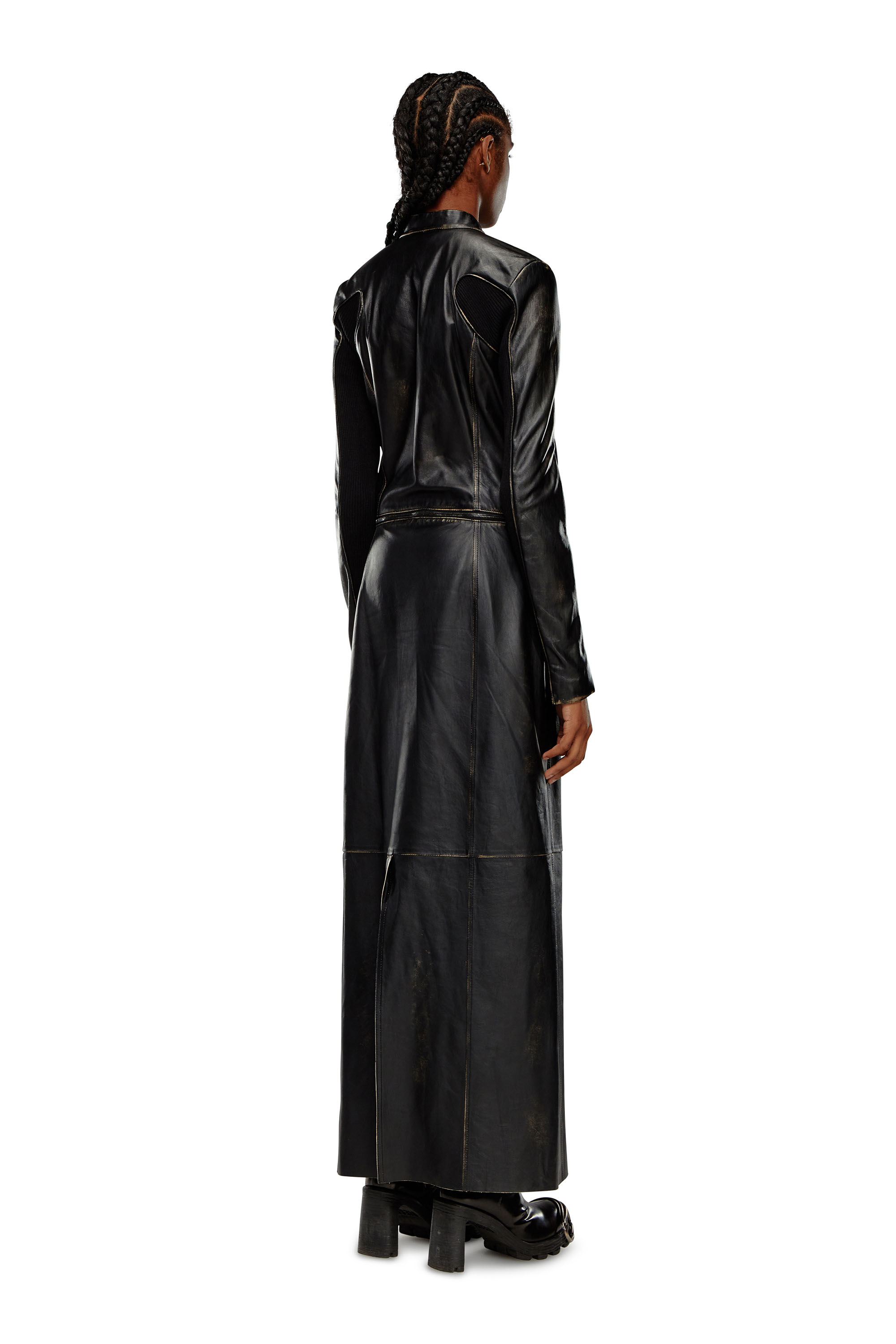 Diesel 2-in-1 Convertible Leather Dress In Tobedefined