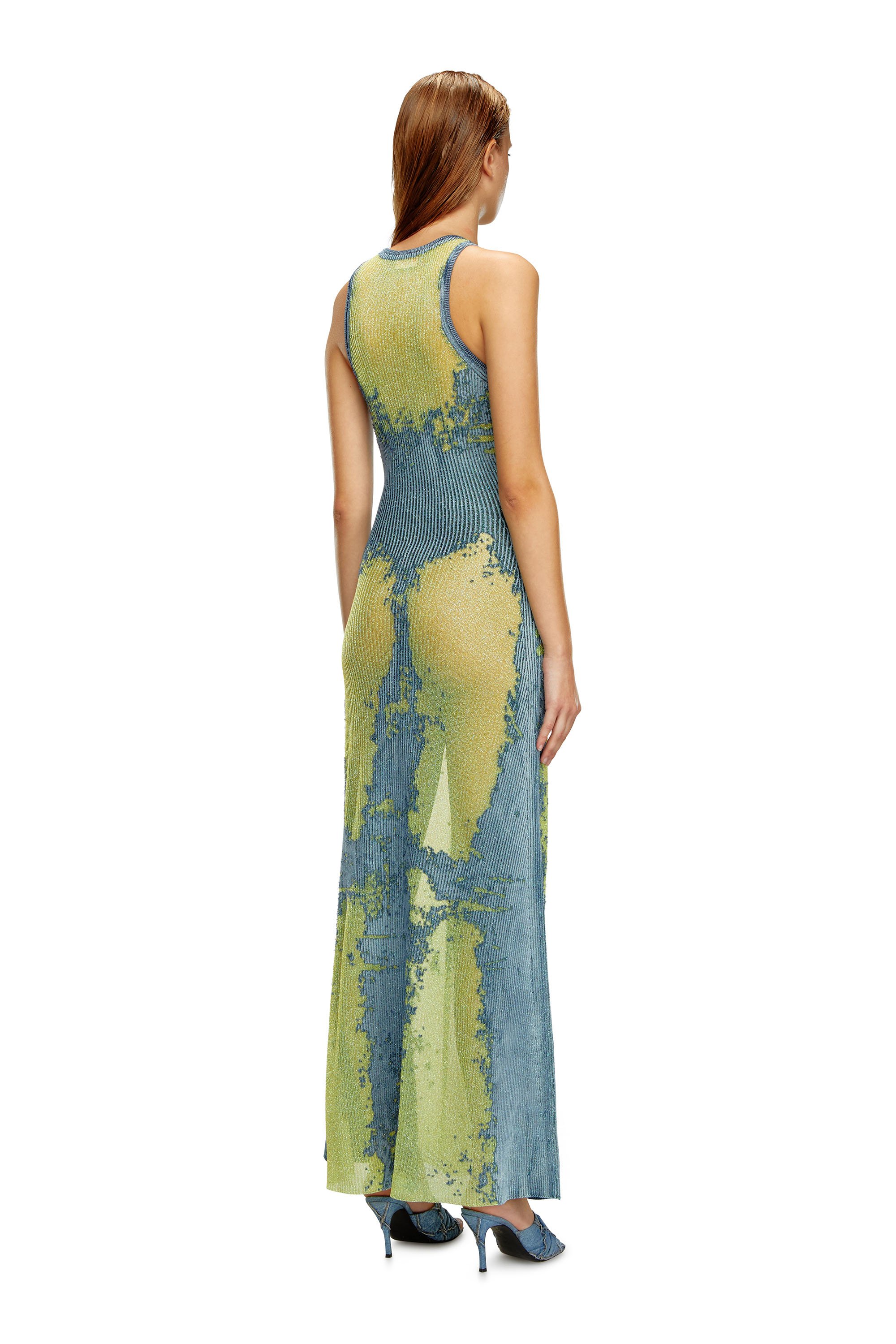 Diesel - Long dress in devoré metallic knit - Dresses - Woman - Multicolor