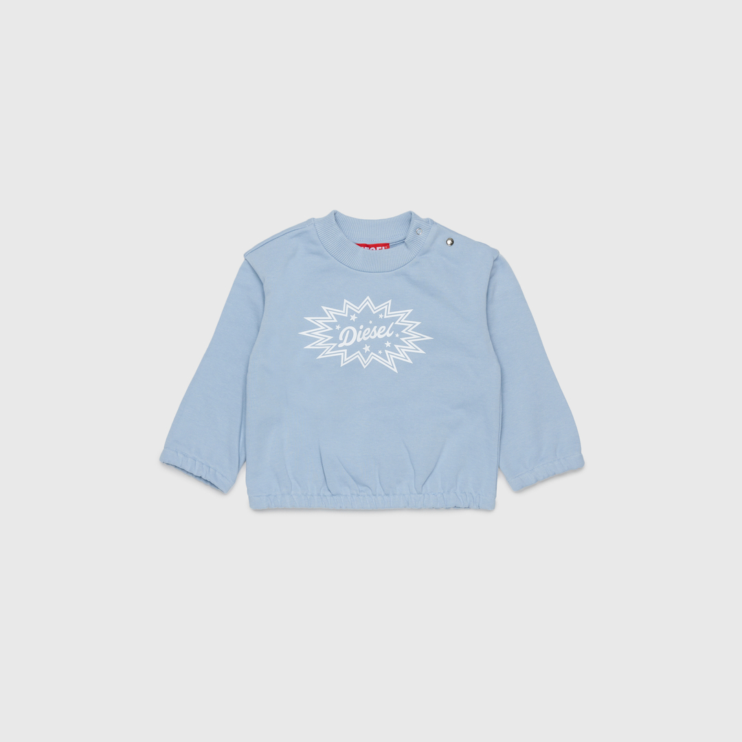 Diesel - Sweat-shirt en coton avec logo starburst imprimé - Pull Cotton - Femme - Bleu