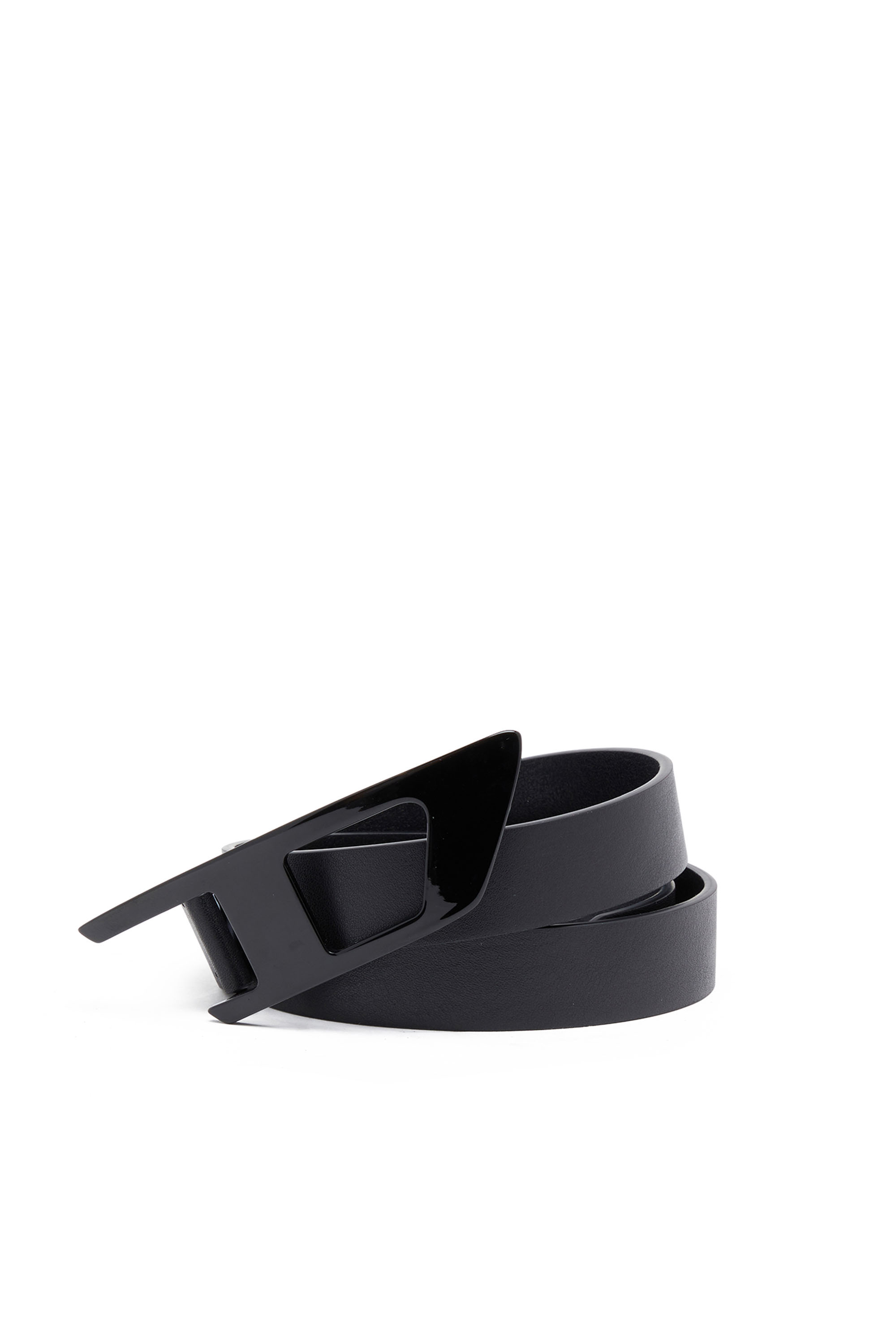 Diesel - B-DLOGO II, Man's 2.5cm slim leather belt with D buckle in Black - 3