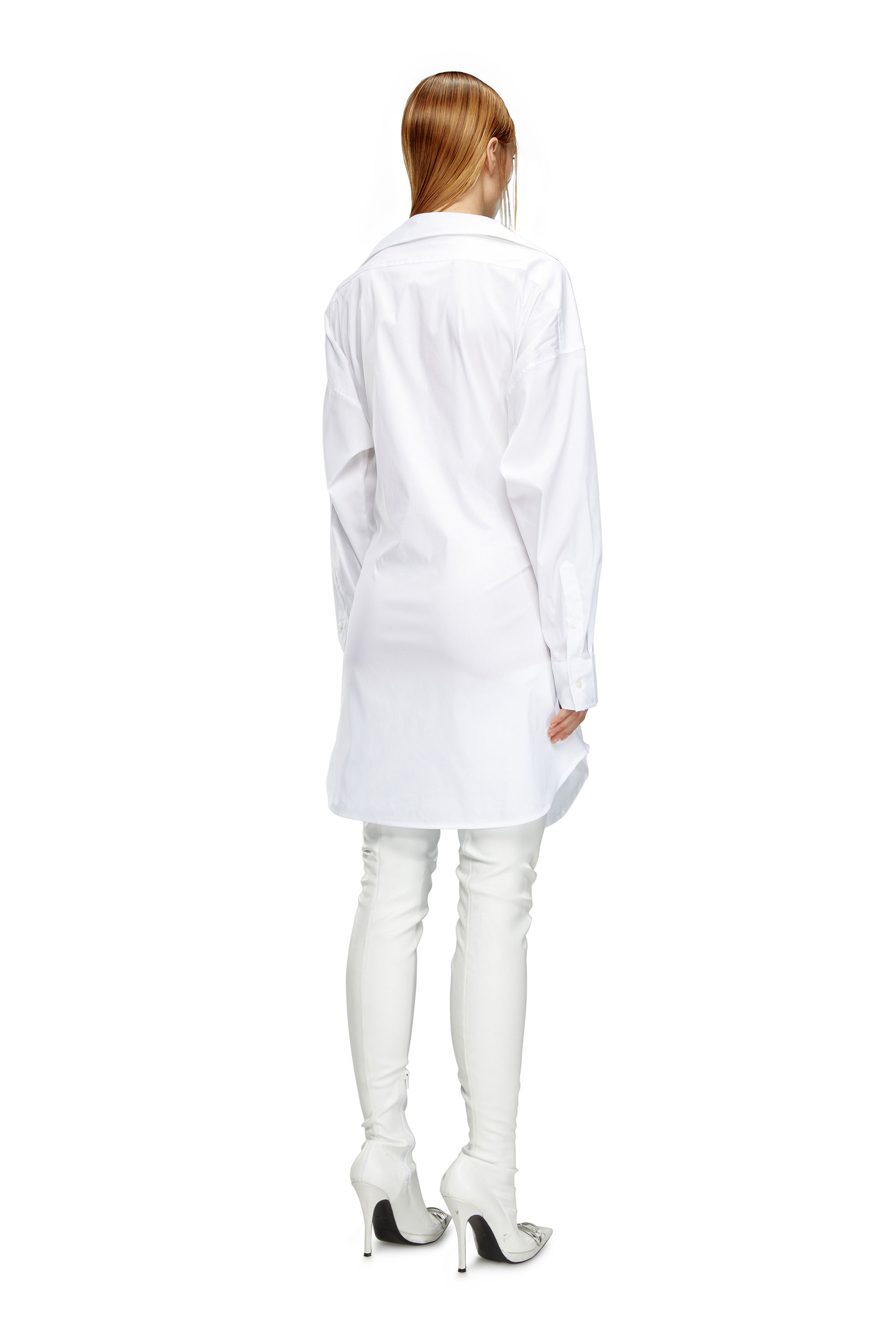 Shop Diesel Short Shirt Dress In Stretch Poplin In White