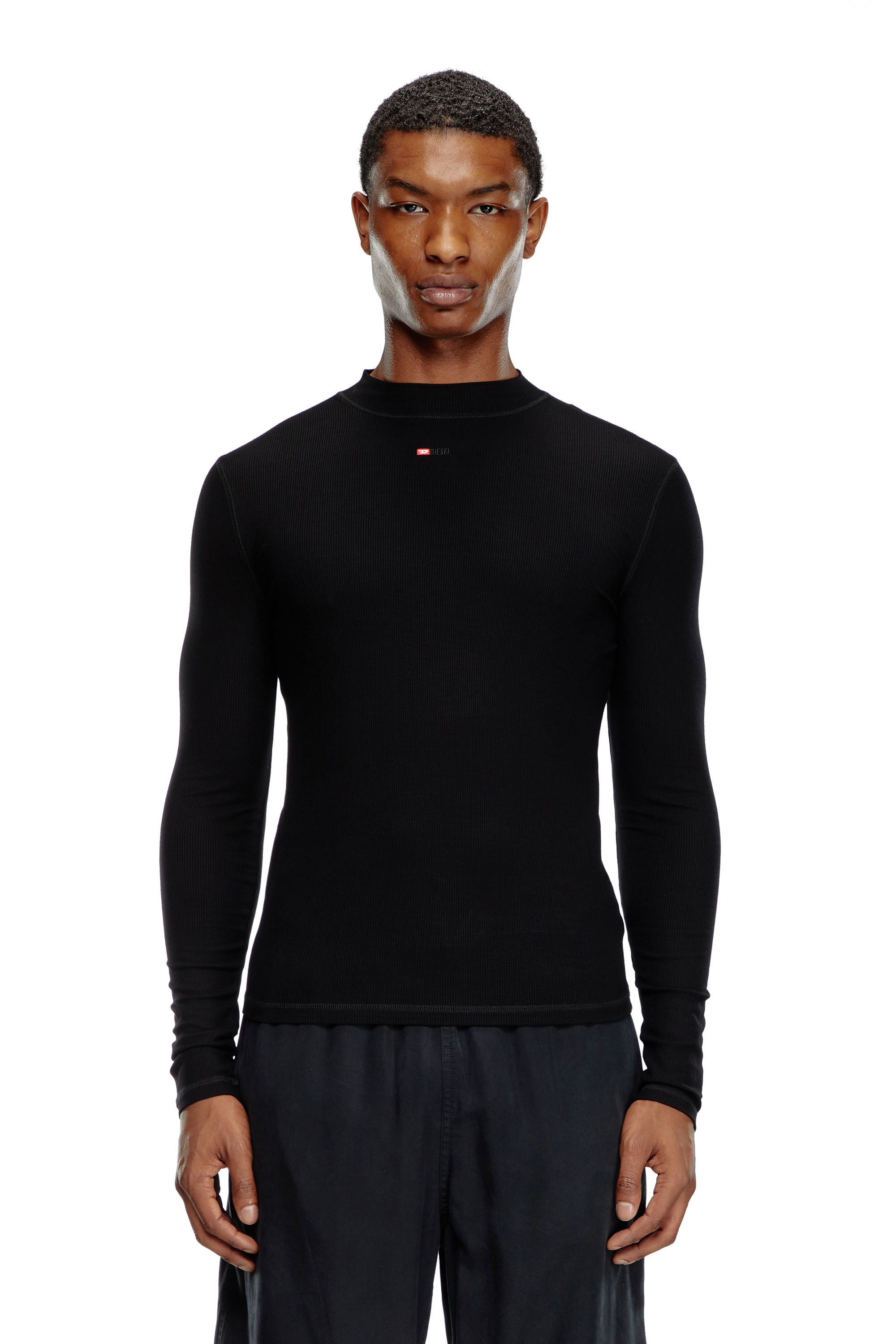 Diesel Mock-neck Top With Micro Logo In Black