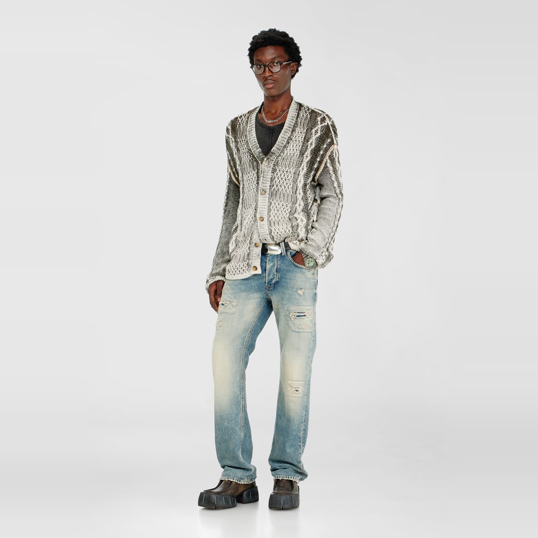 Diesel - Treated cable-knit cardigan - Knitwear - Man - Multicolor