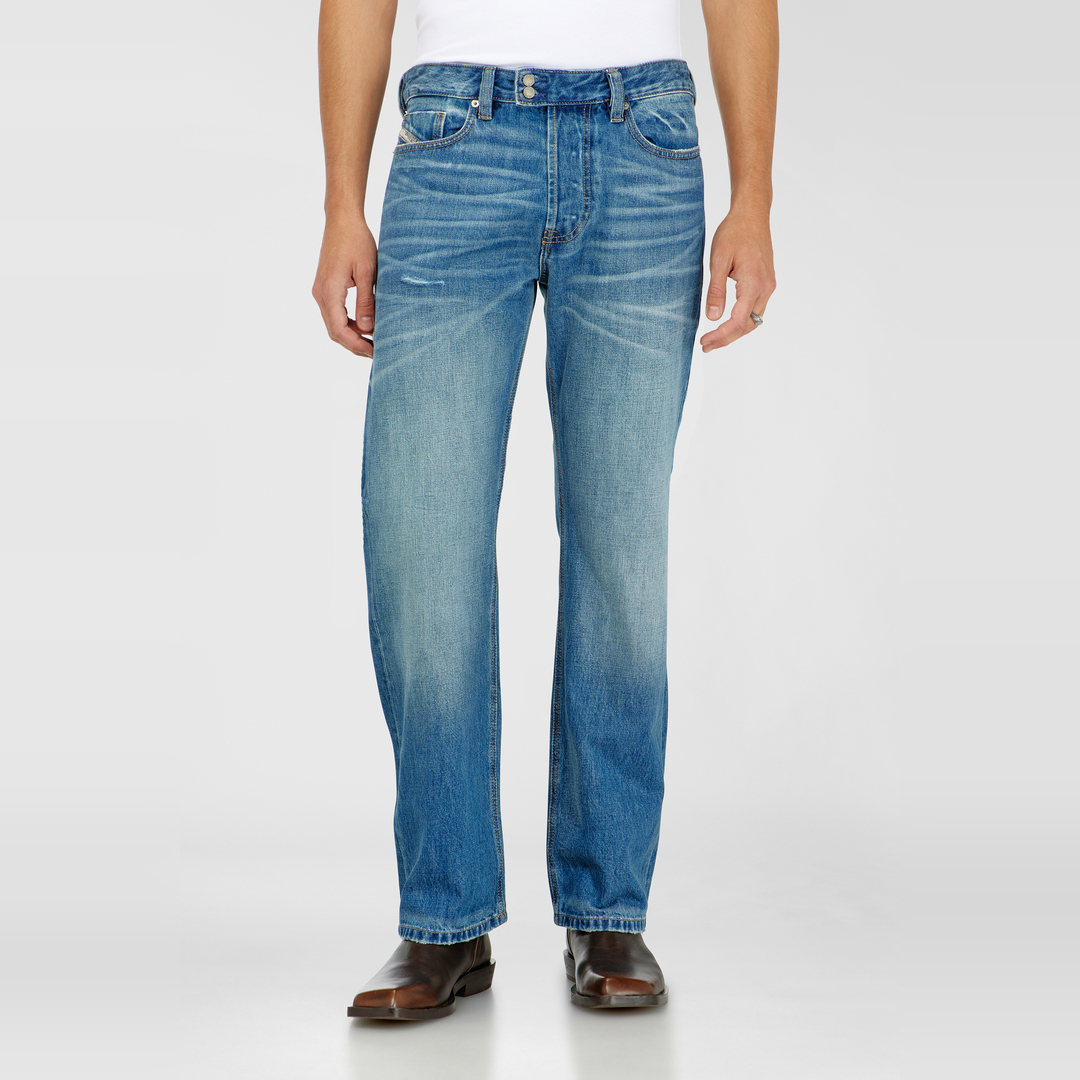 Diesel Jeans Relaxed Taille Moyenne 1980 D-Eeper, Bleu moyen, Fermeture boutonnée