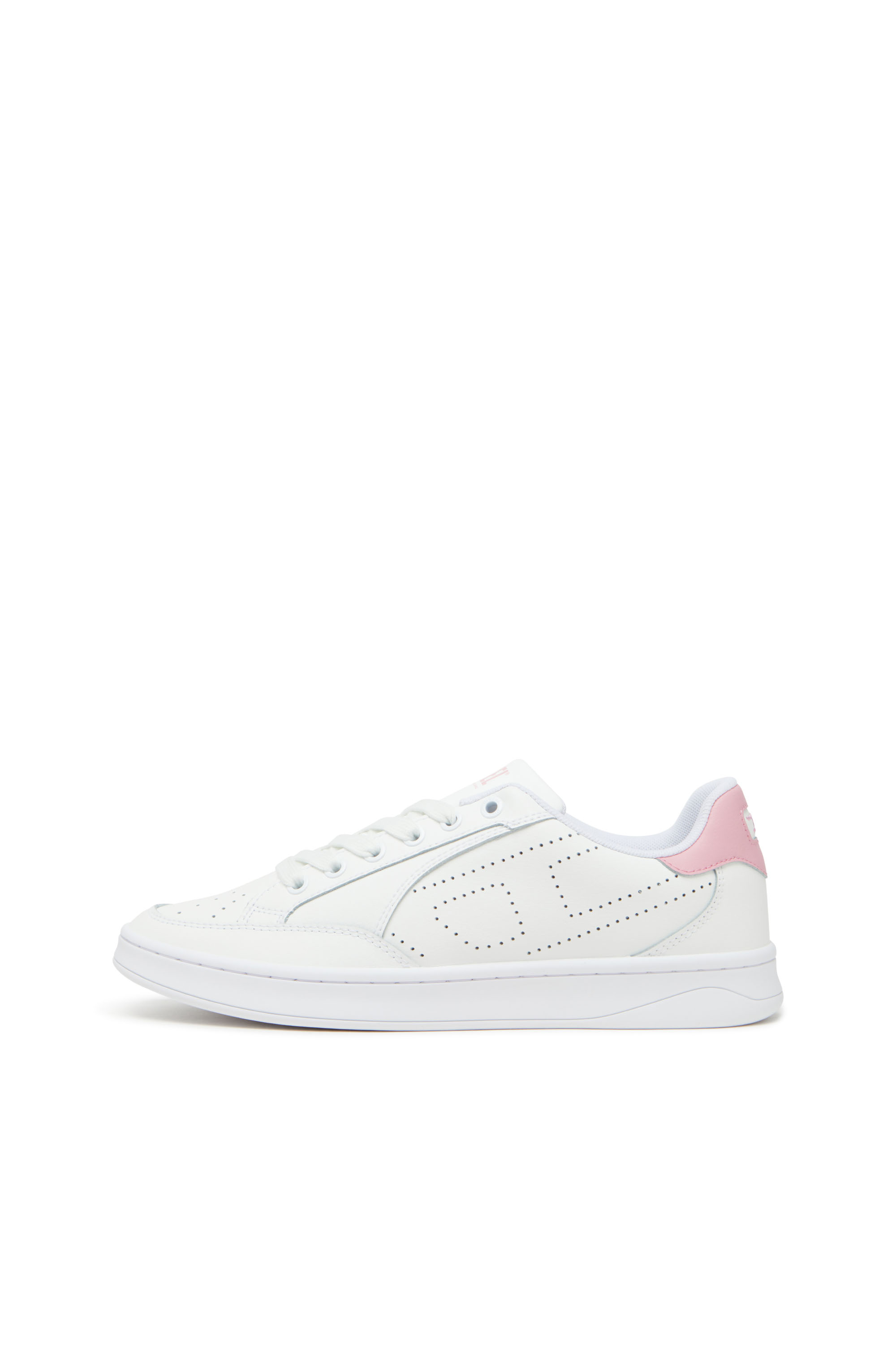Diesel - S-DAKOTA LOW W, Woman's S-Dakota-Leather sneakers with perforated logo in White/Pink - 2