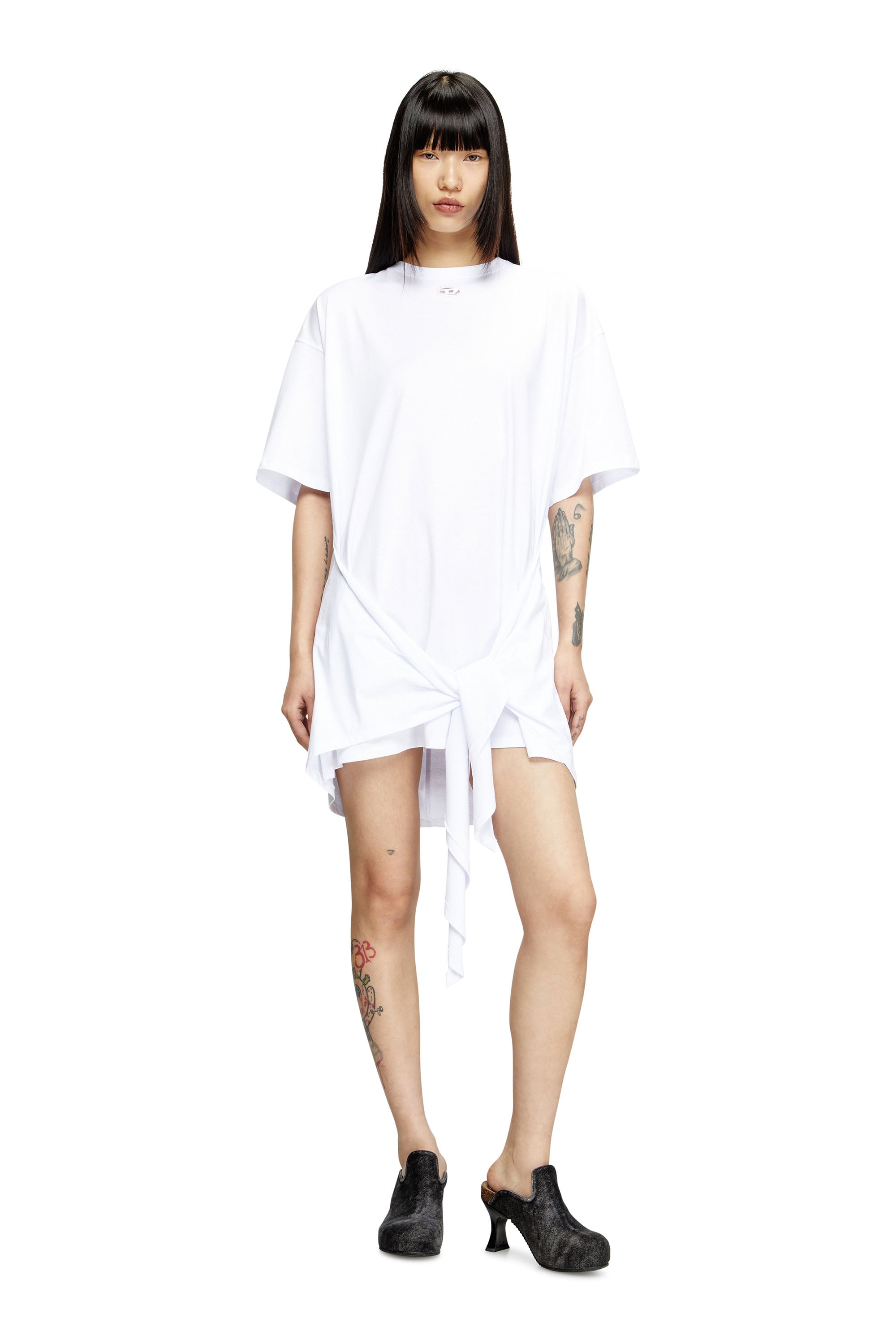 Diesel Women's White - T-Shirt Dress With Tie Front - Dresses - Woman