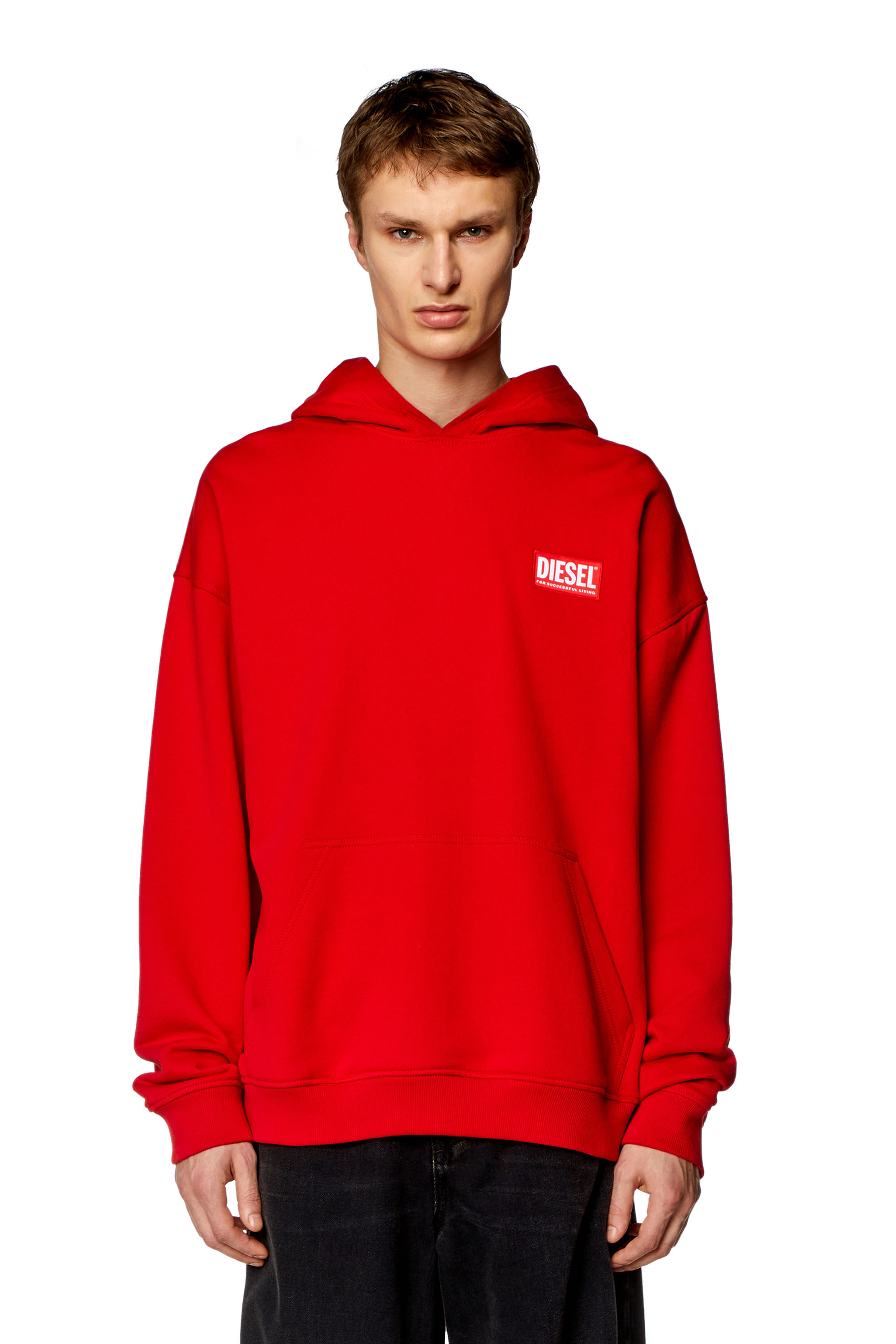 Diesel Oversized Hoodie With Logo Patch In Red