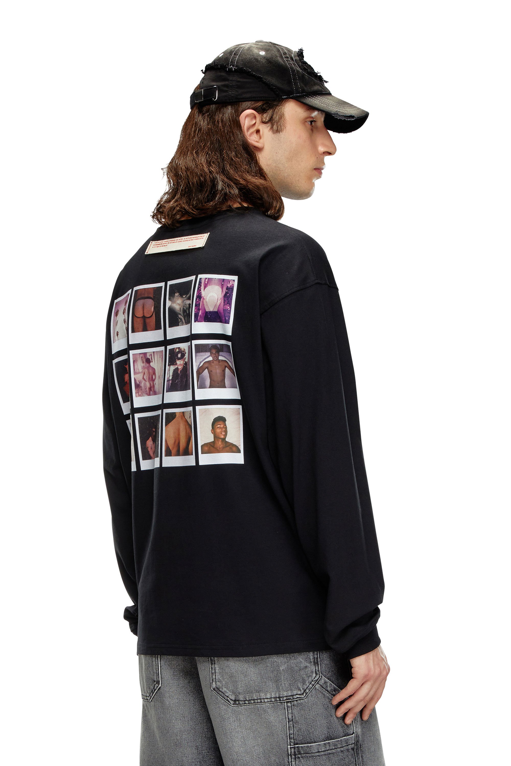 Diesel - Long-sleeve T-shirt with polaroid patches - T-Shirts - Unisex - Black