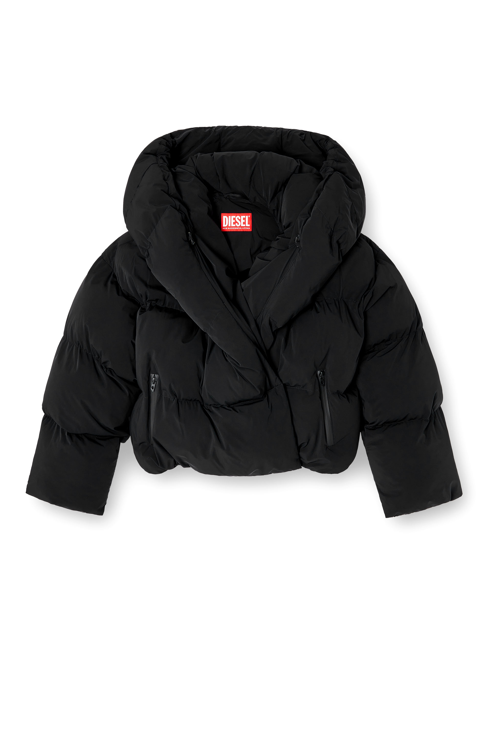 Diesel - W-ILEY-T1, Woman's Wrap puffer in bi-stretch nylon in Black - 3