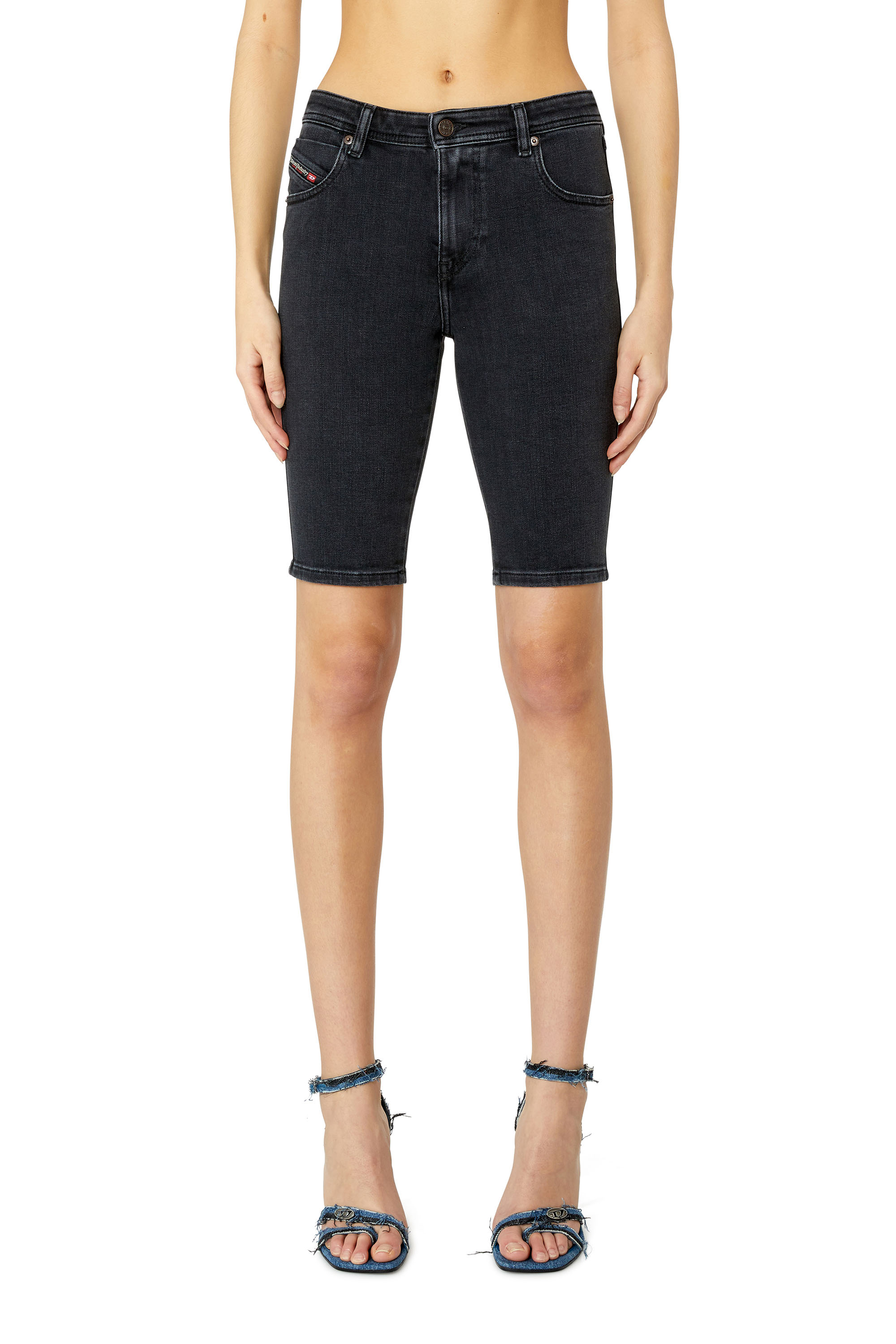 Diesel - Shorts stile ciclista in denim - Shorts - Donna - Nero