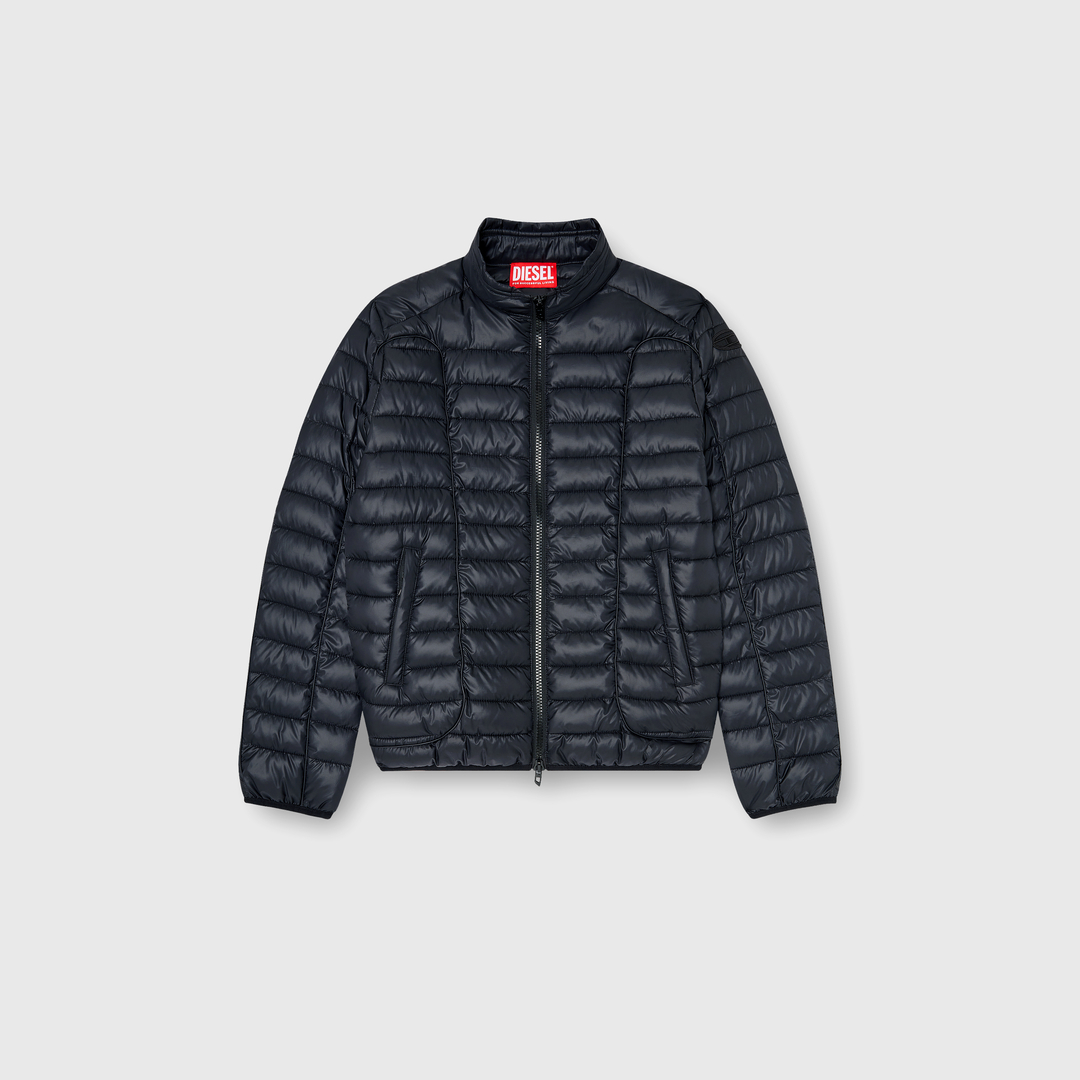 Diesel - Blouson matelassé style biker avec passepoil ton sur ton - Vestes d'hiver - Homme - Noir