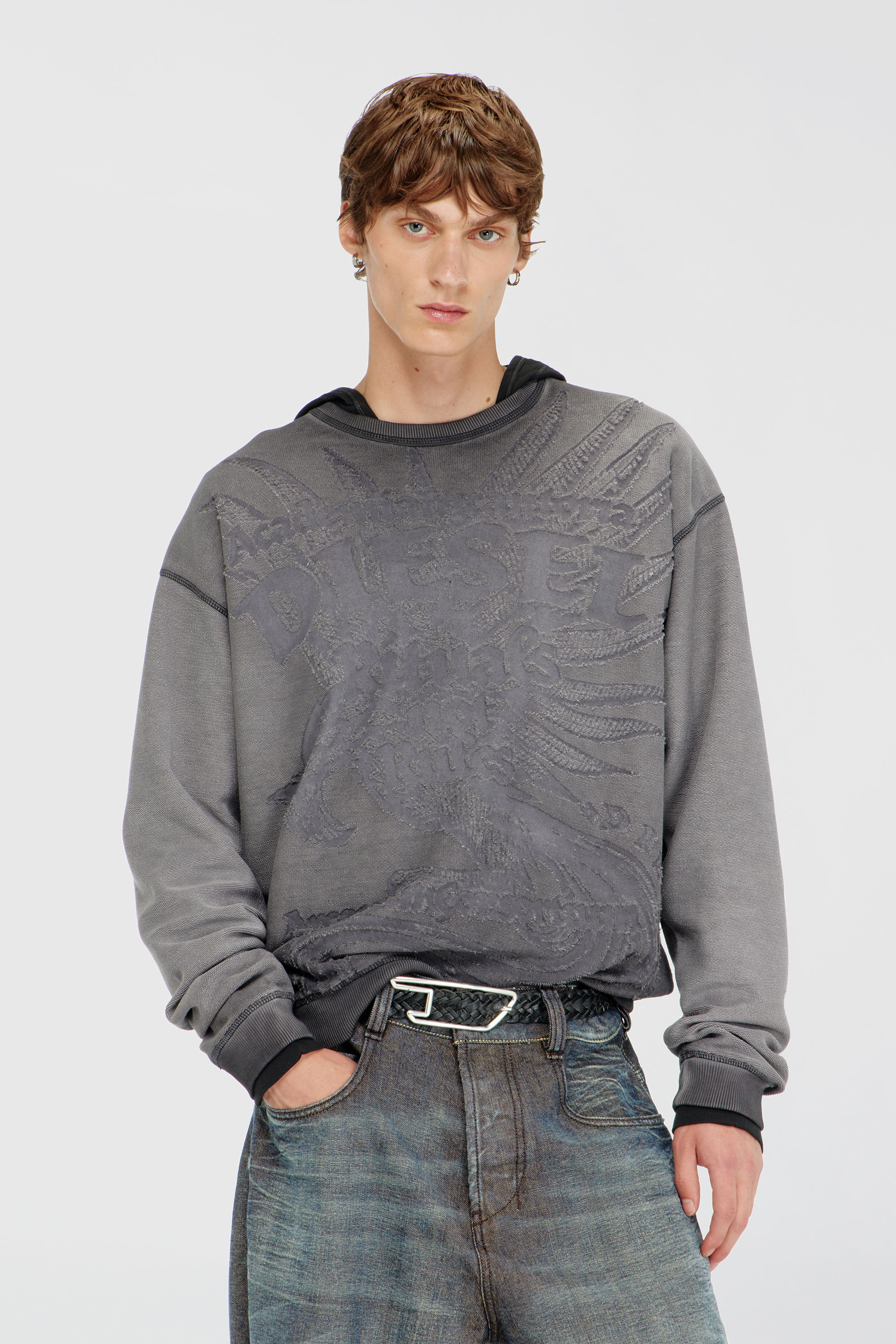 Diesel - Sweatshirt with dévoré print - Sweaters - Man - Grey