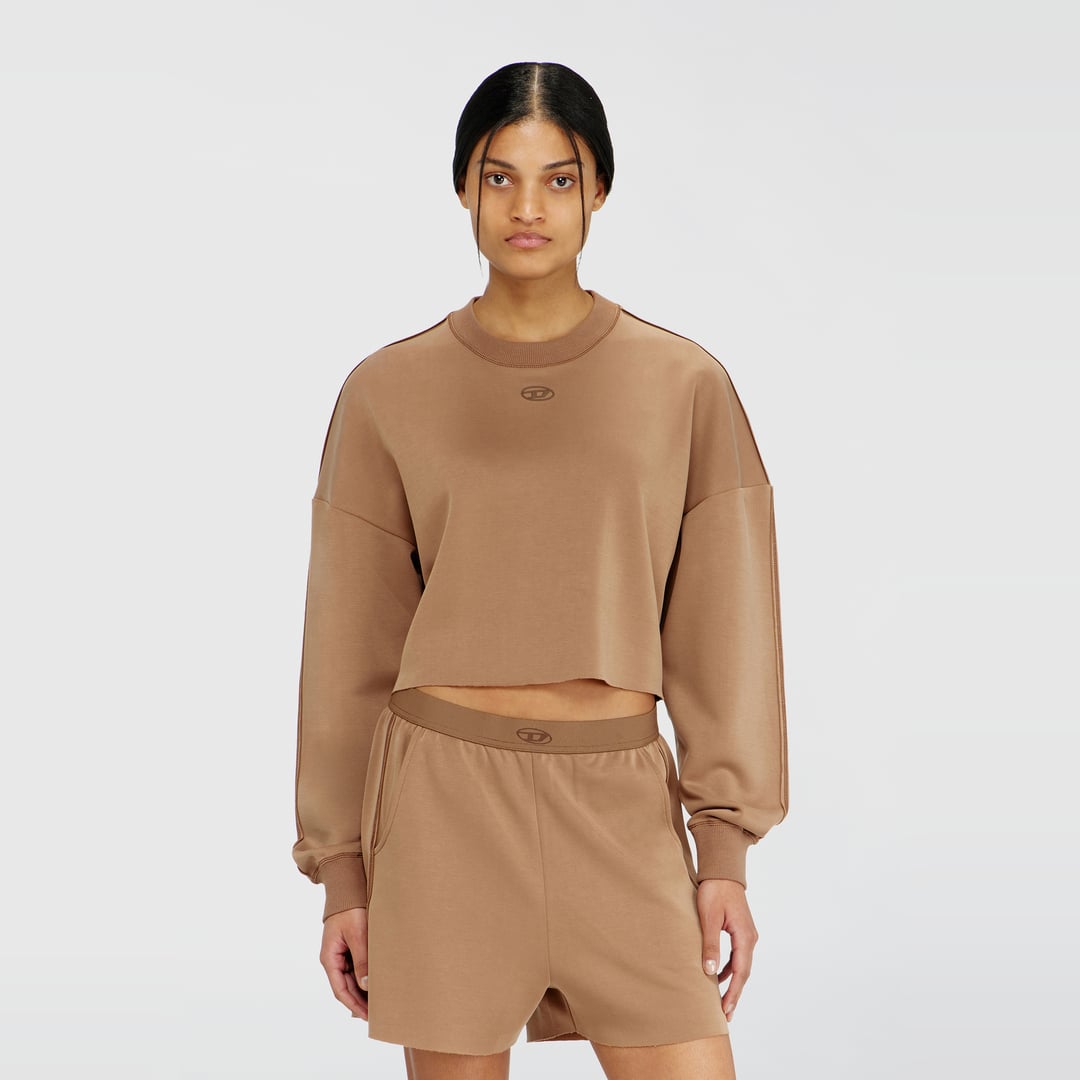 Diesel - Crop top in light stretch scuba - Tops - Woman - Brown