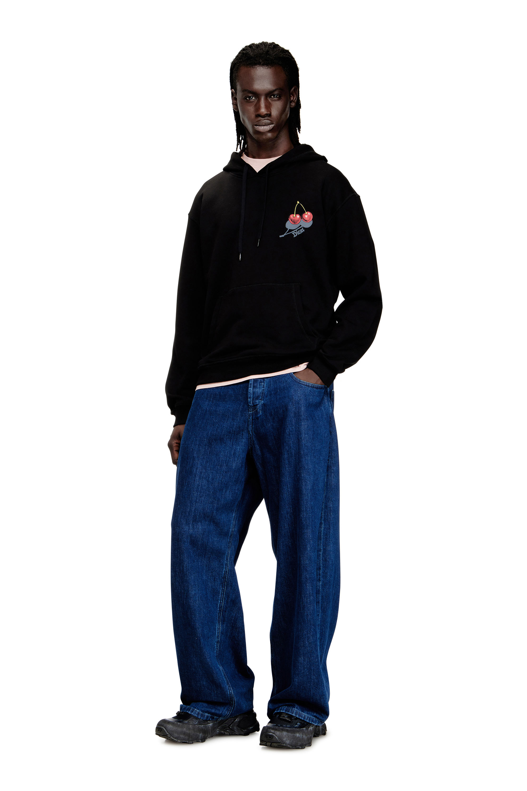 Diesel - SV-S-NORM-HOOD-CHER, Unisex's Hoodie in cotton with cherry graphic in Black - 2