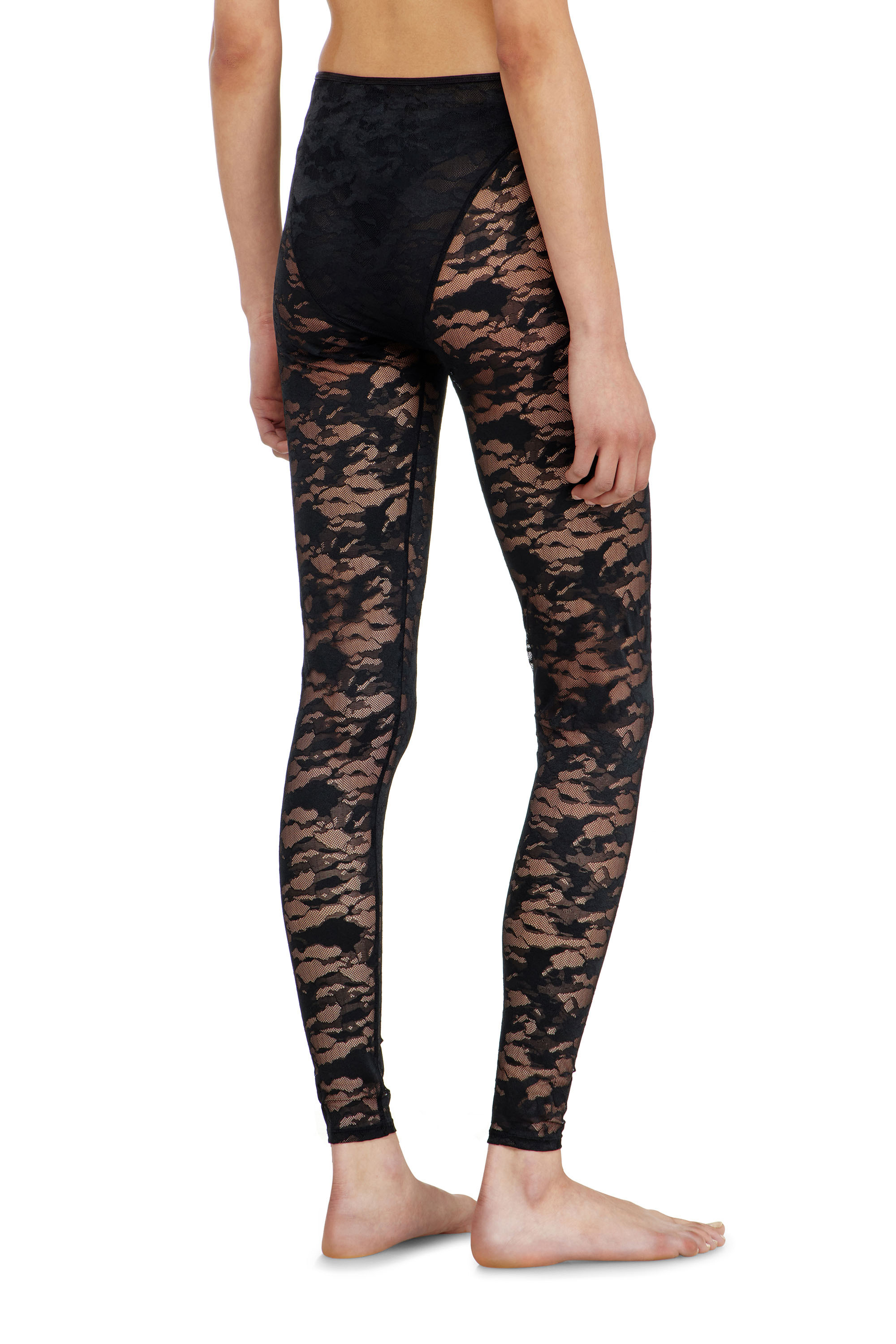 Diesel - HAYLEY-UTLT, Woman's Leggings in nylon camouflage lace in Black - 4