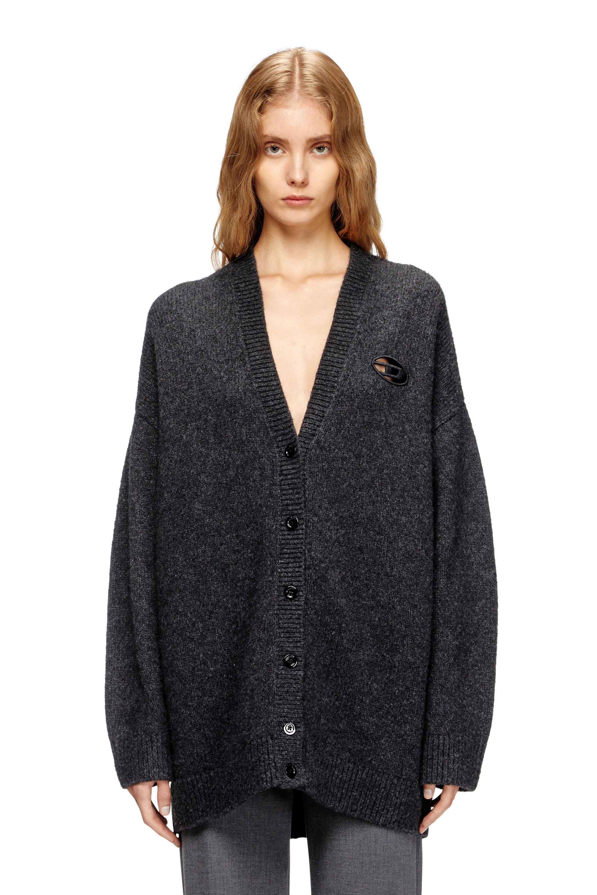 Diesel Cardigan In Wool And Alpaca Blend In Black