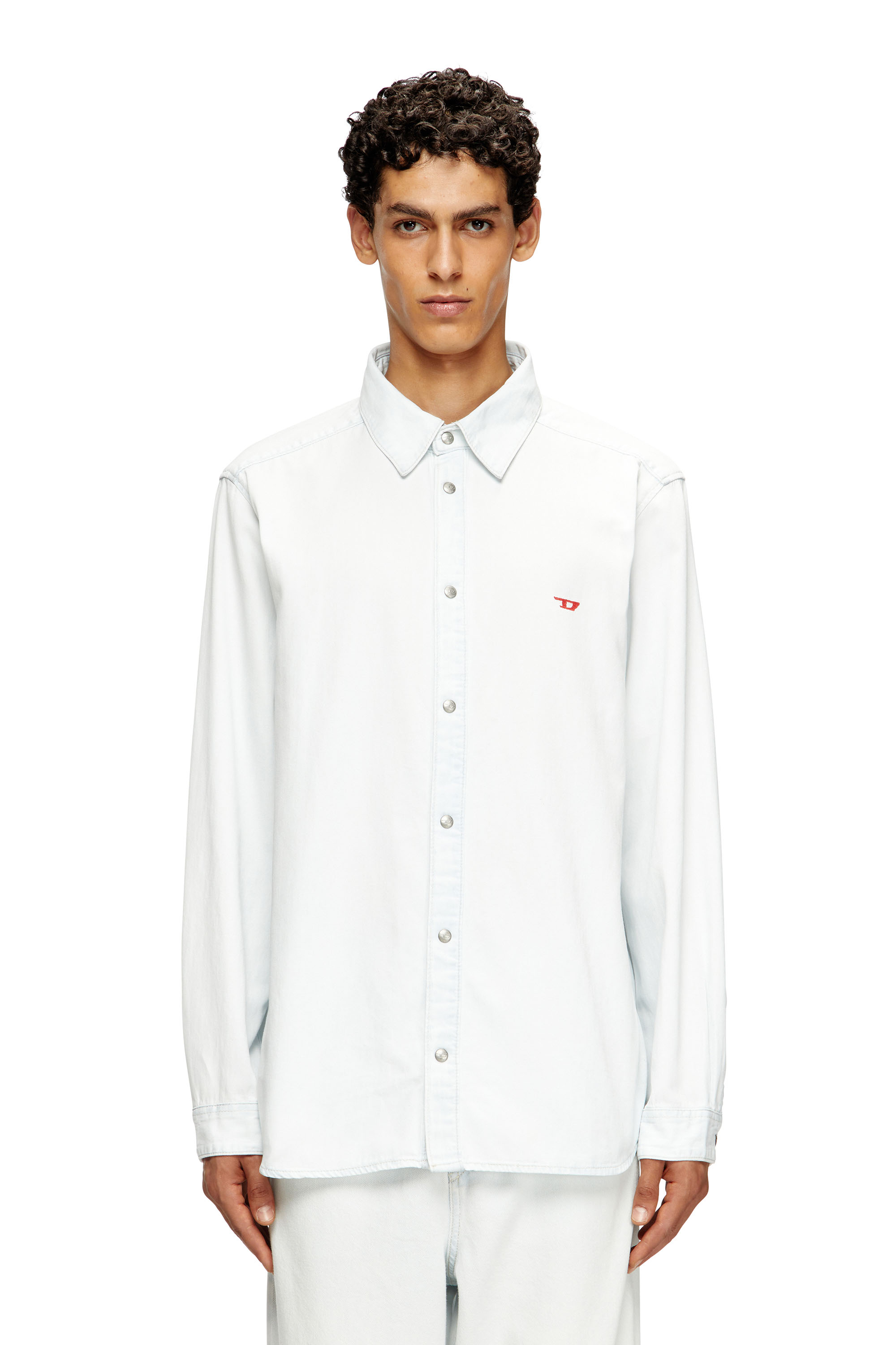 Diesel Mens 01 D-simply Bleach-effect Denim Shirt In White