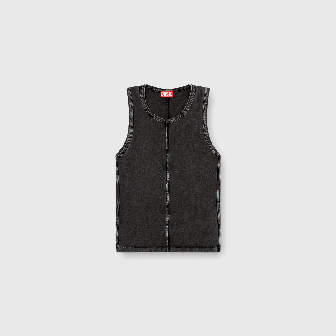Diesel - Tank top in denim-look jersey - T-Shirts - Man - Black