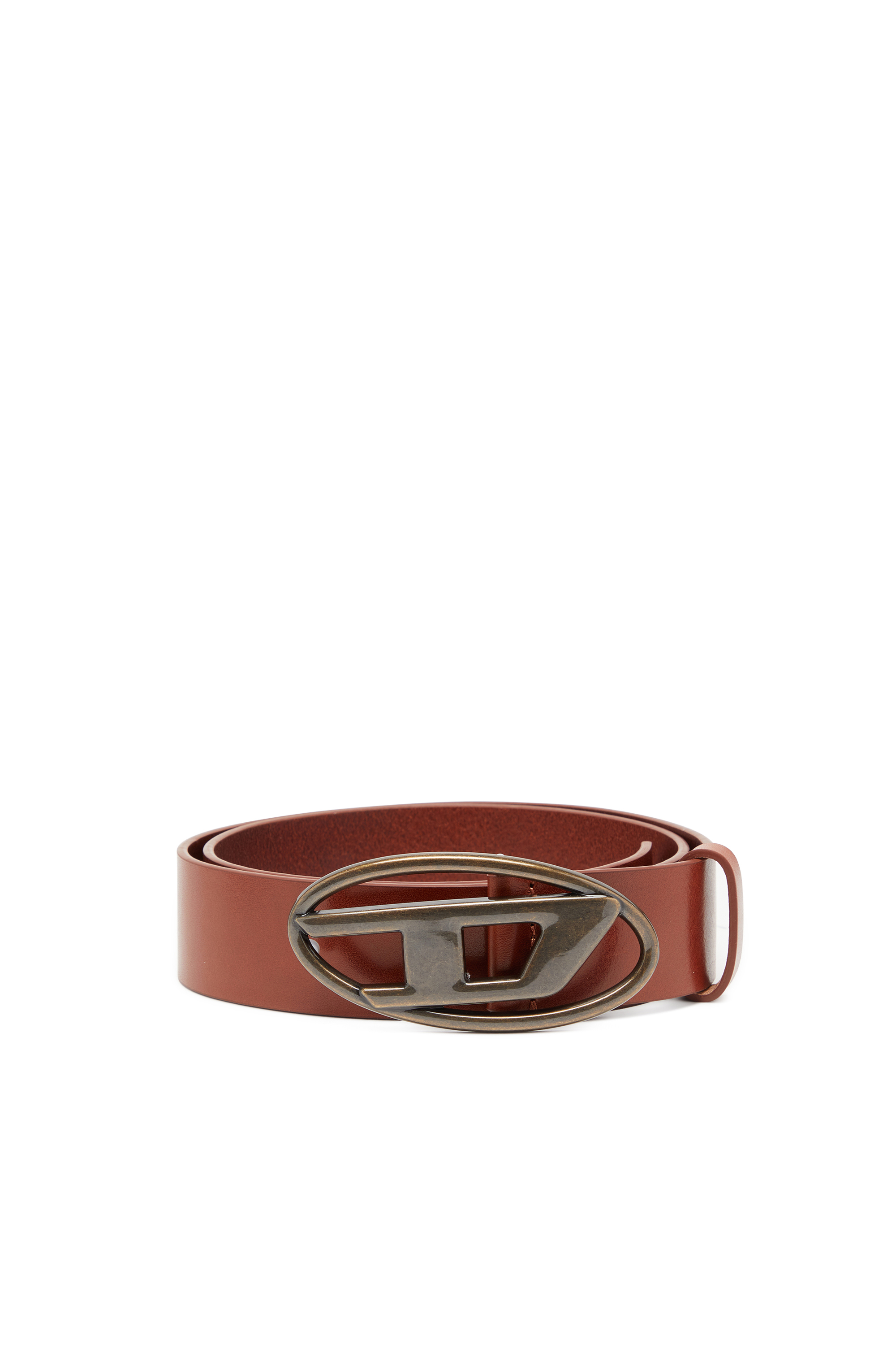 Diesel Men's Brown - 3.9Cm Leather Belt With D Buckle - Belts - Man Size 105