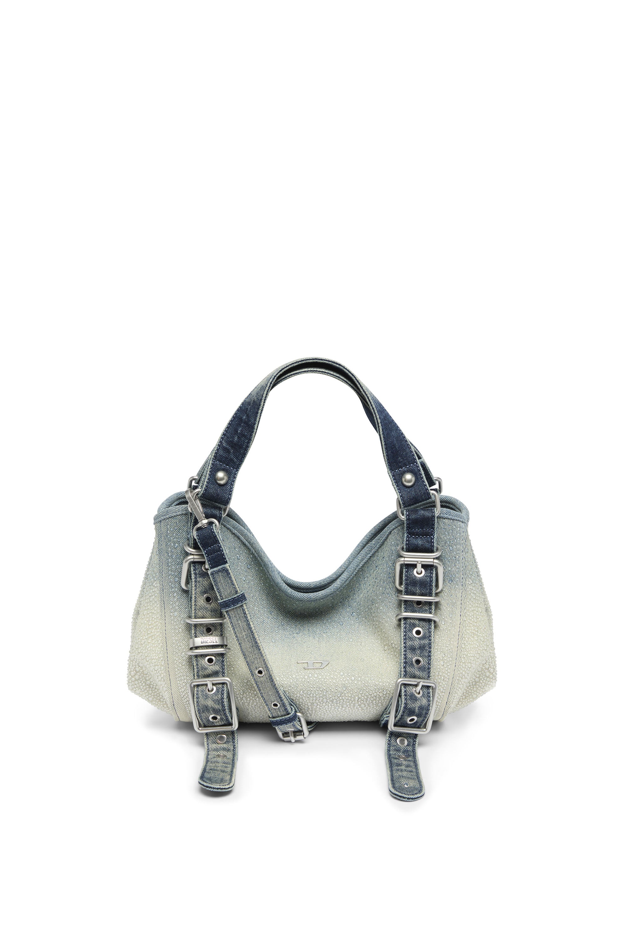 Diesel - D-One-Small top-handle bag in crystal solarised denim - Handbags - Woman - Blue