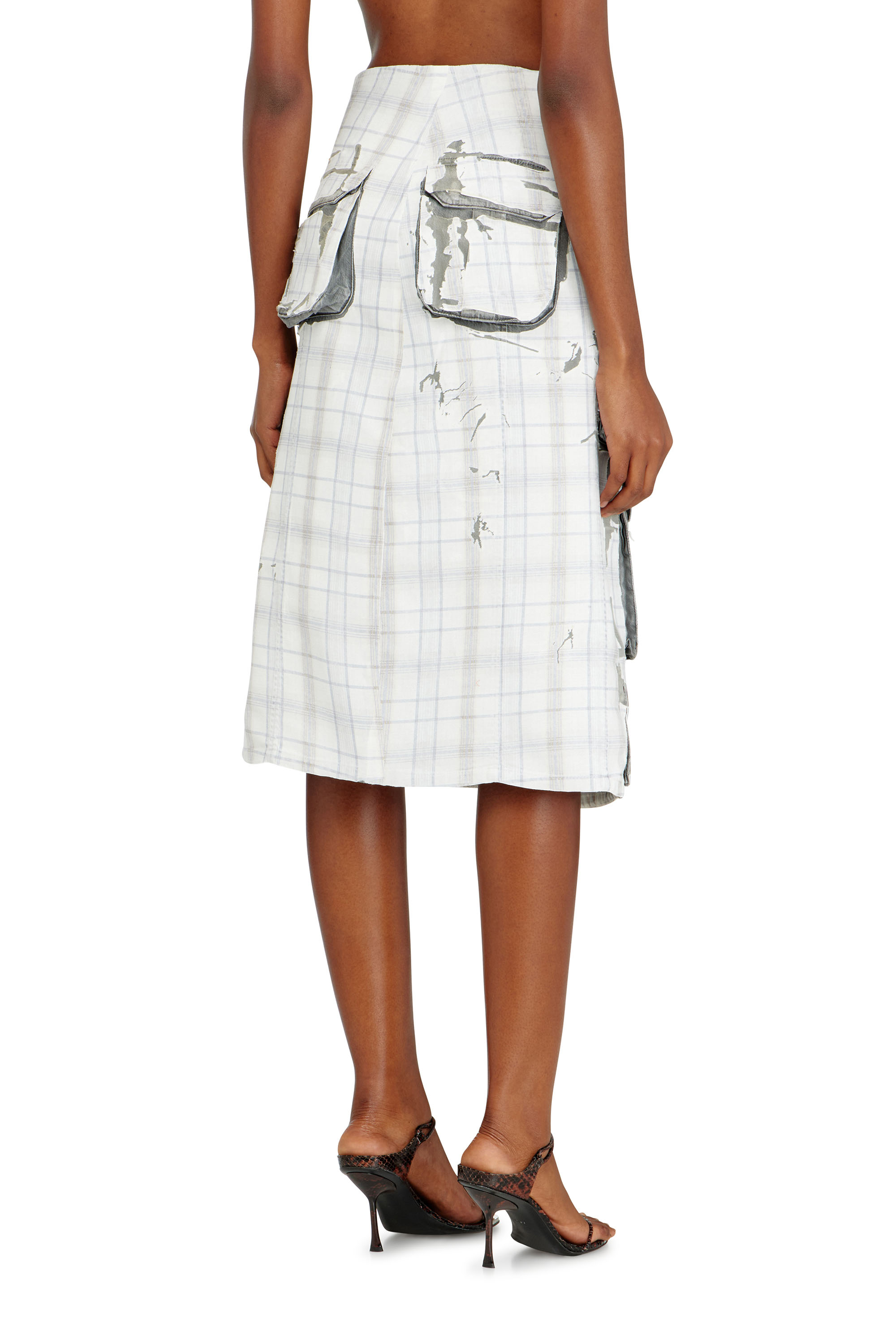 Diesel - DE-VORIN-FSI1, Woman's Denim midi skirt with peel-off effect in Grey - 3