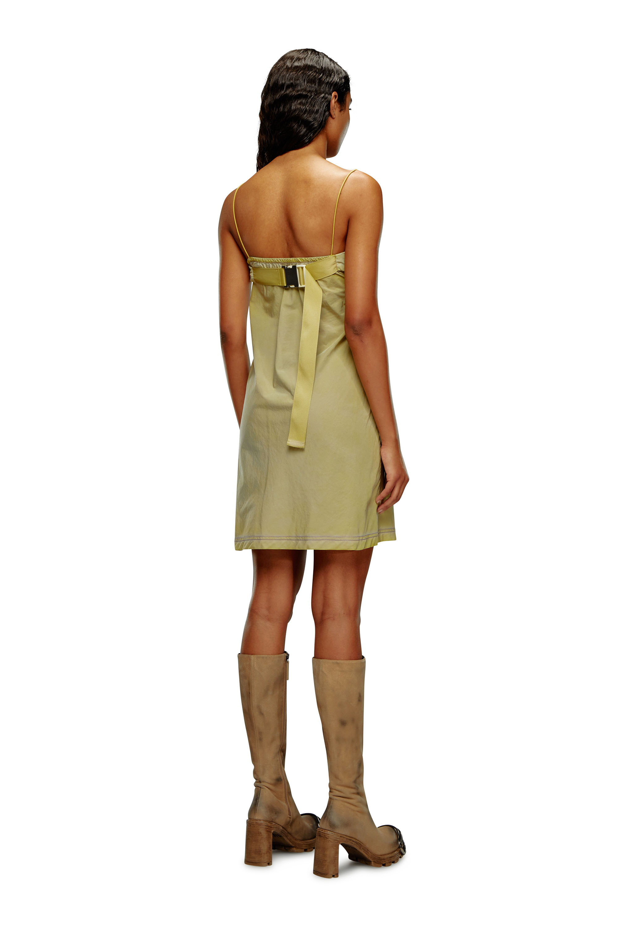 Shop Diesel Short Utility Dress With Faded Effects In Verde