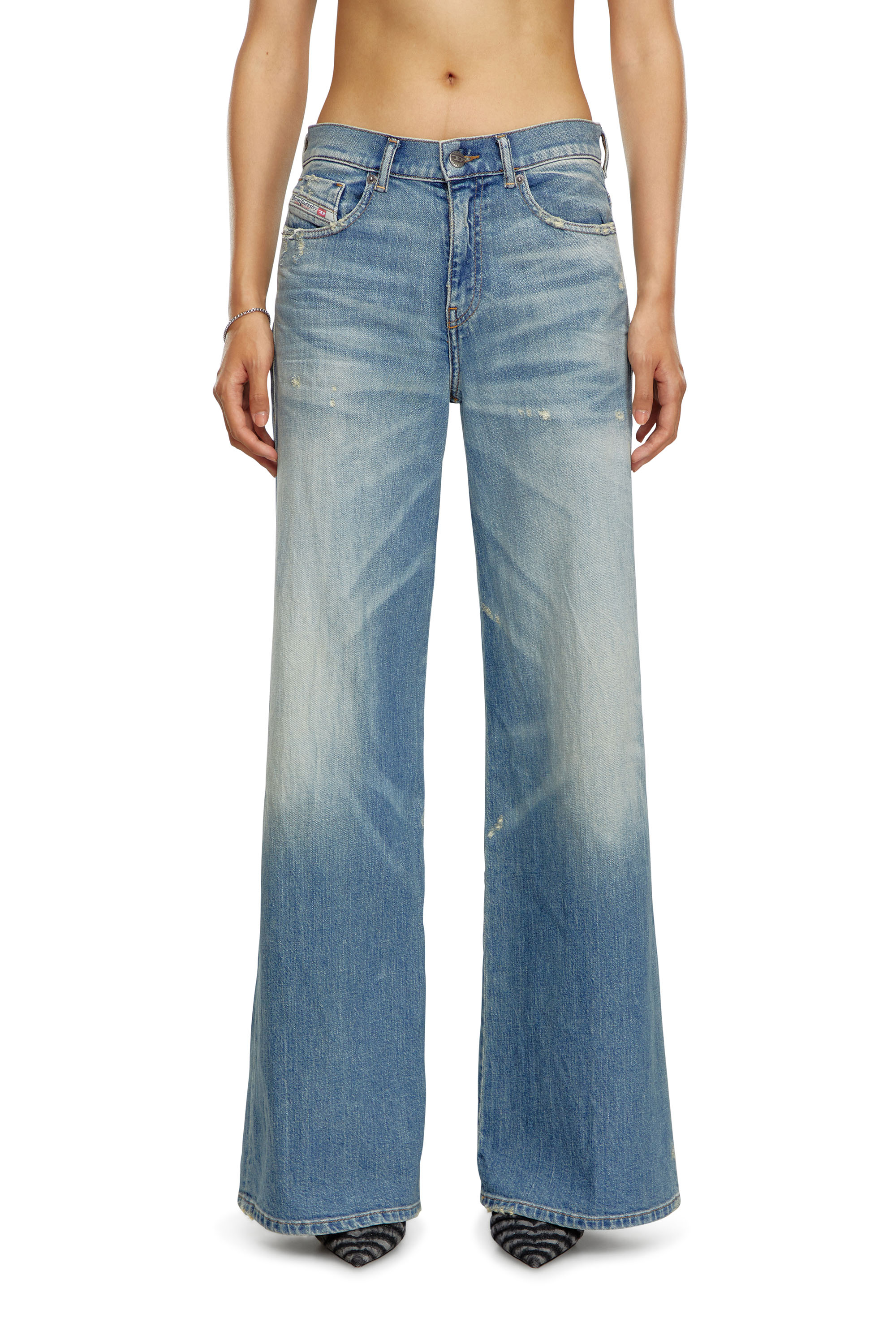 Shop Diesel Flare Jeans In Blue