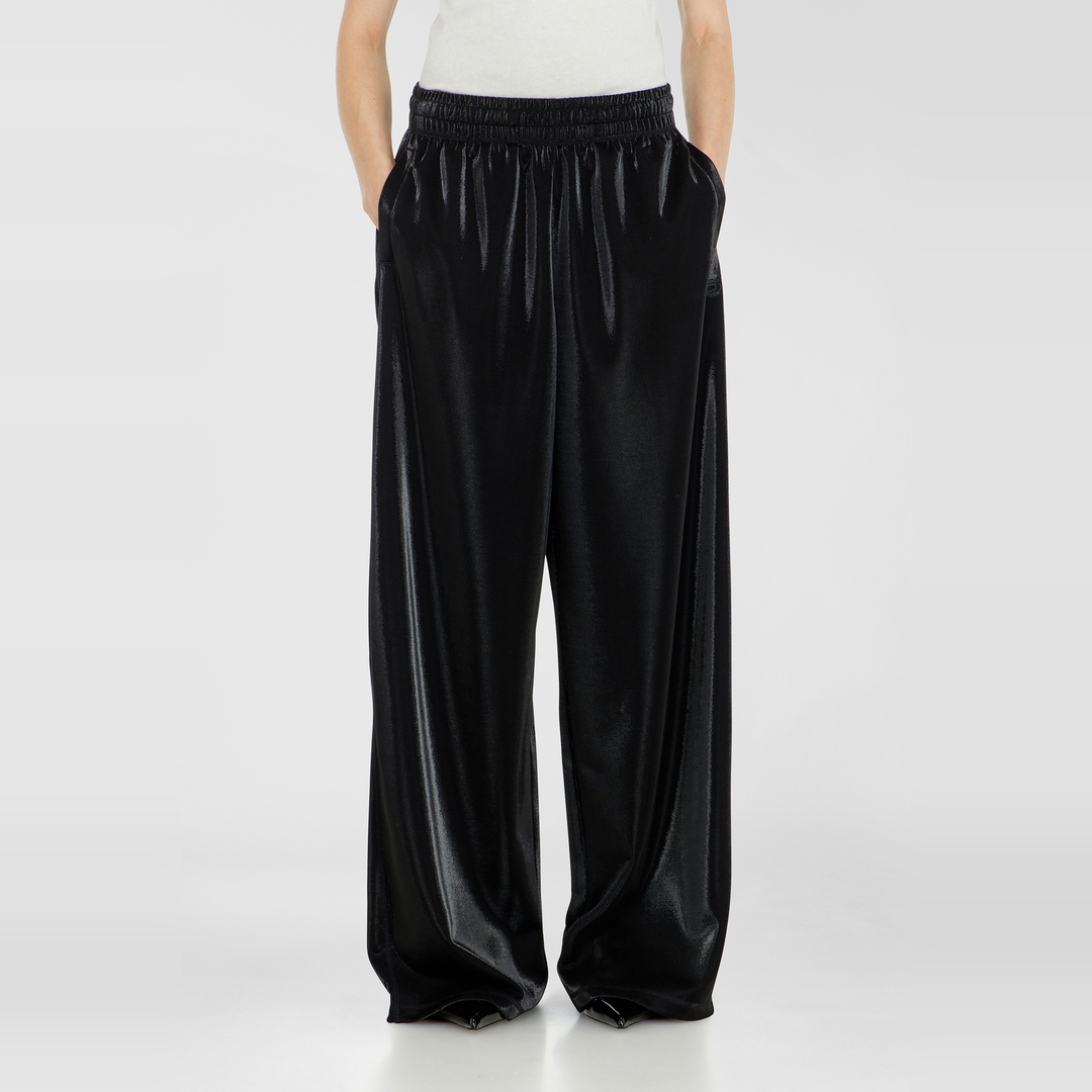 Diesel - Pantalon de survêtement en piqué brillant - Pantalons - Femme - Noir
