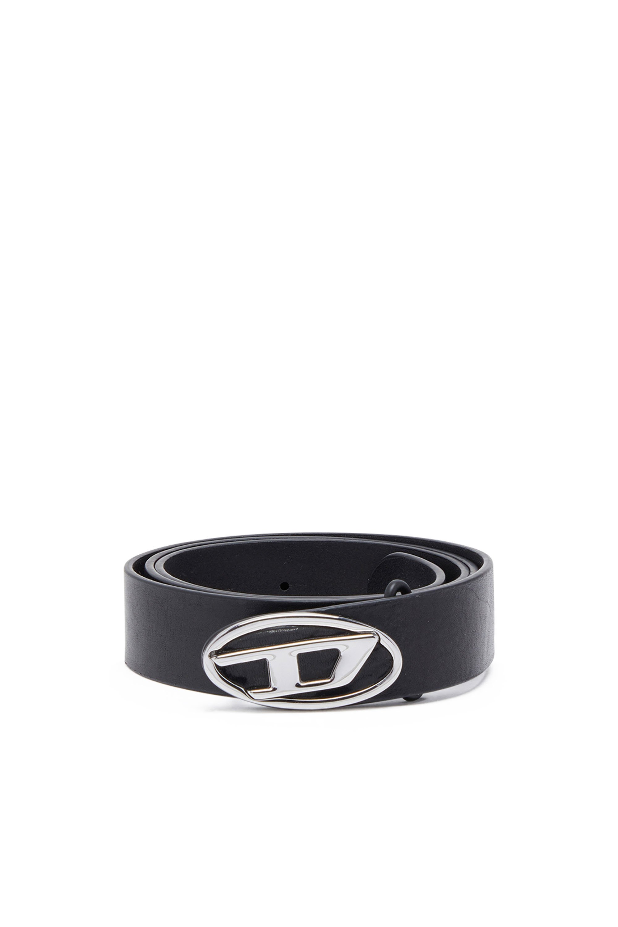 Diesel - Reversible leather belt with Oval D logo - Belts - Man - Black