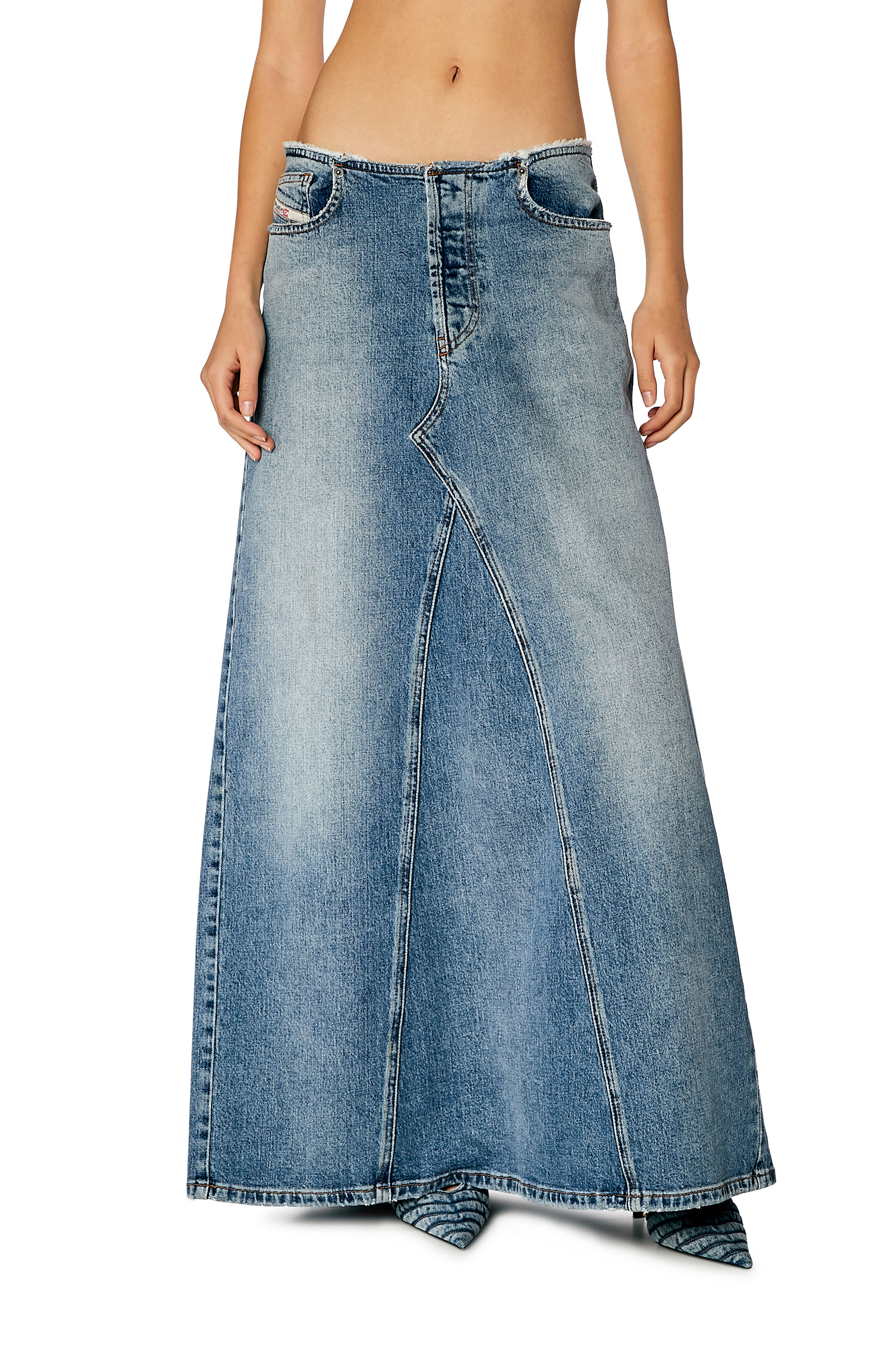 Diesel - Long skirt in comfort denim - Skirts - Woman - Blue