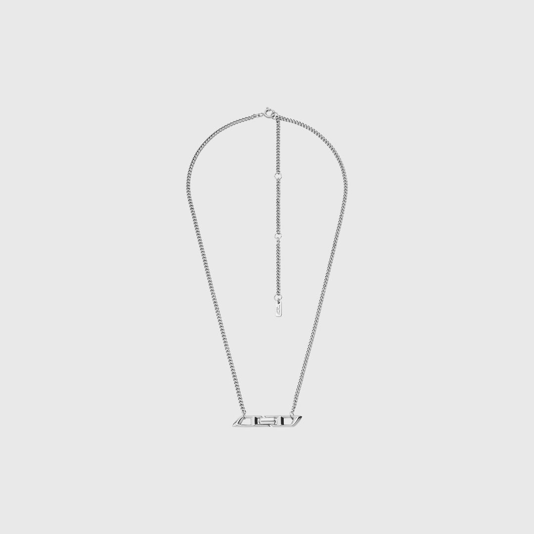 Diesel - Collier en argent sterling avec logo D - Colliers et chaînes - Mixte - Gris argenté