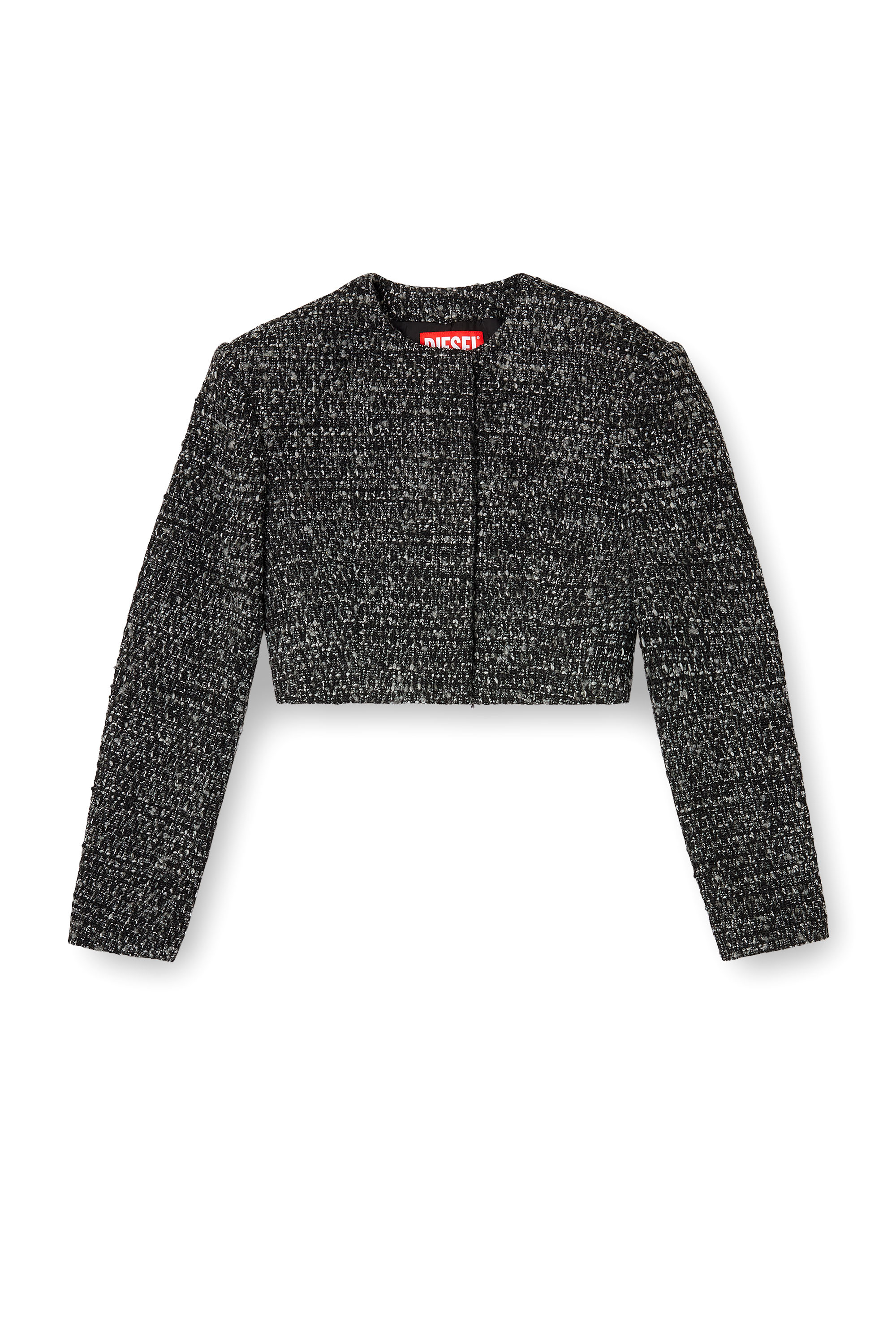 Diesel - G-CROP-G, Woman's Cropped jacket in boucl&eacute; fabric in Black - 3
