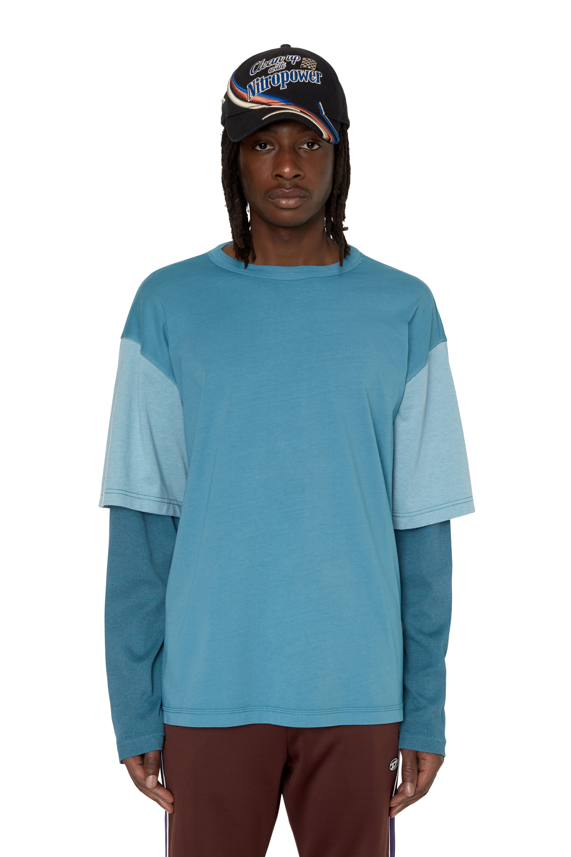 Diesel - T-shirt con doppia manica - T-Shirts - Uomo - Blu