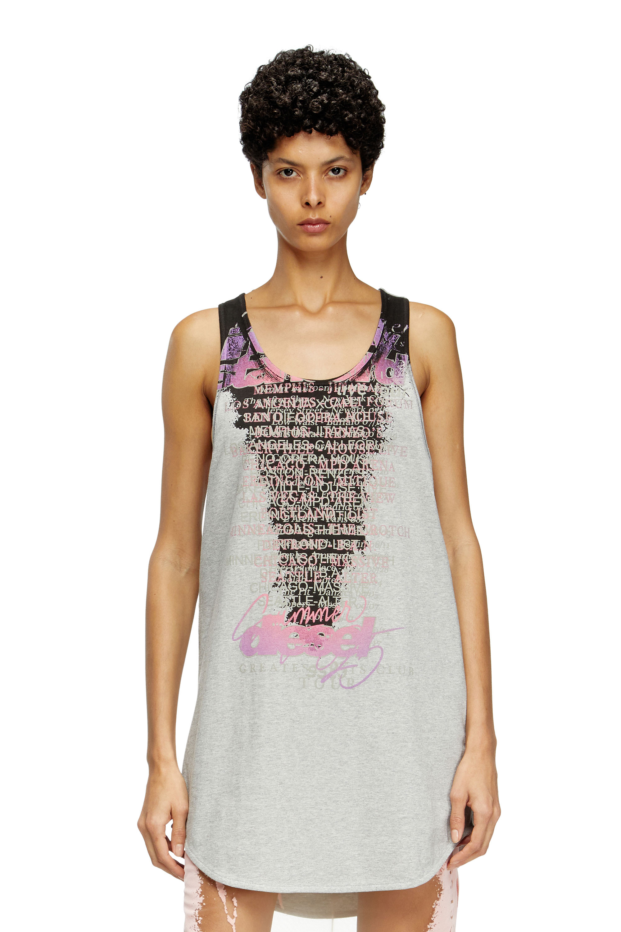Diesel - T-SHAN, Unisex's Tank top with lyrics print in Grey - 2