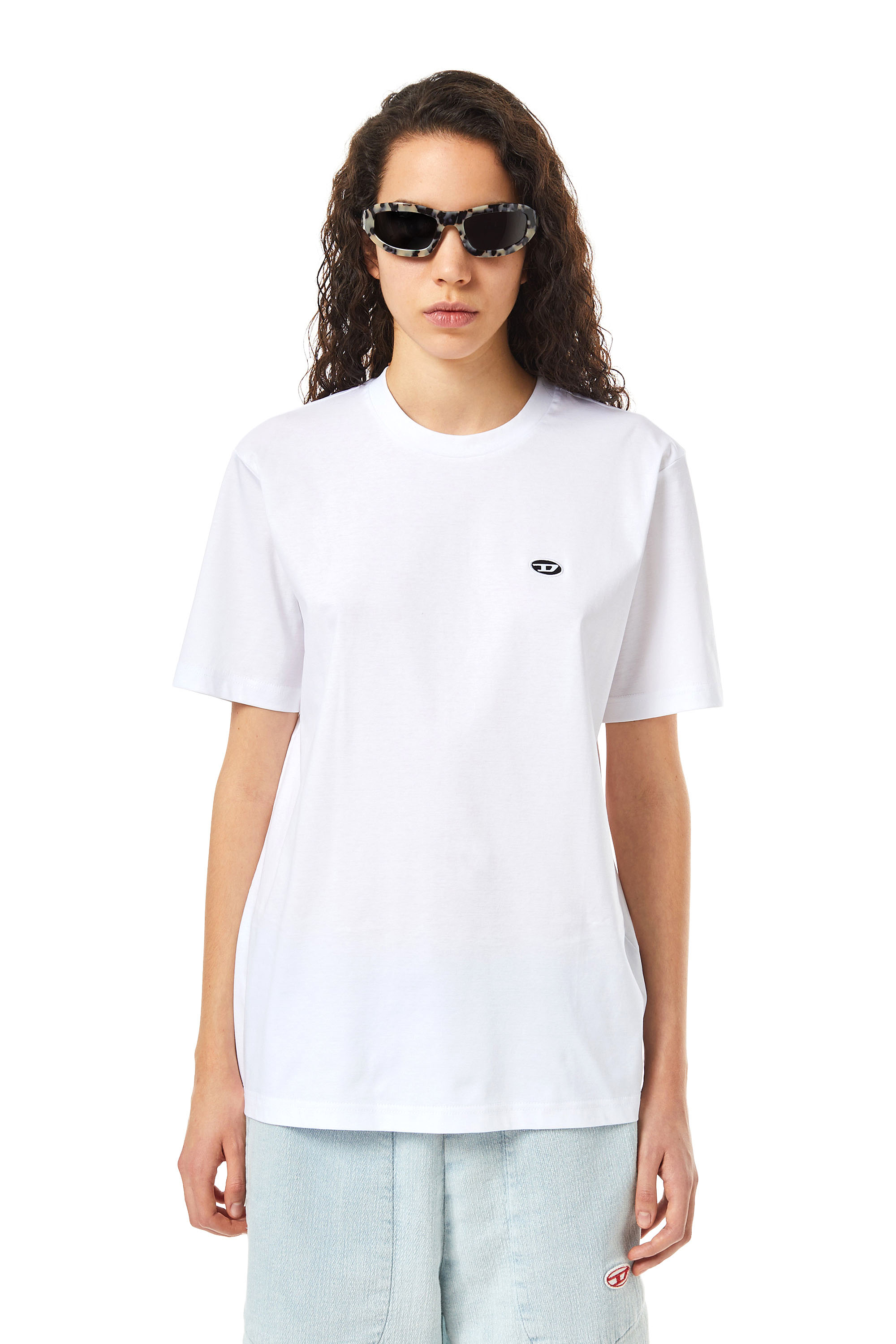 Diesel - T-shirt con applicazione ovale - T-Shirts - Donna - Bianco