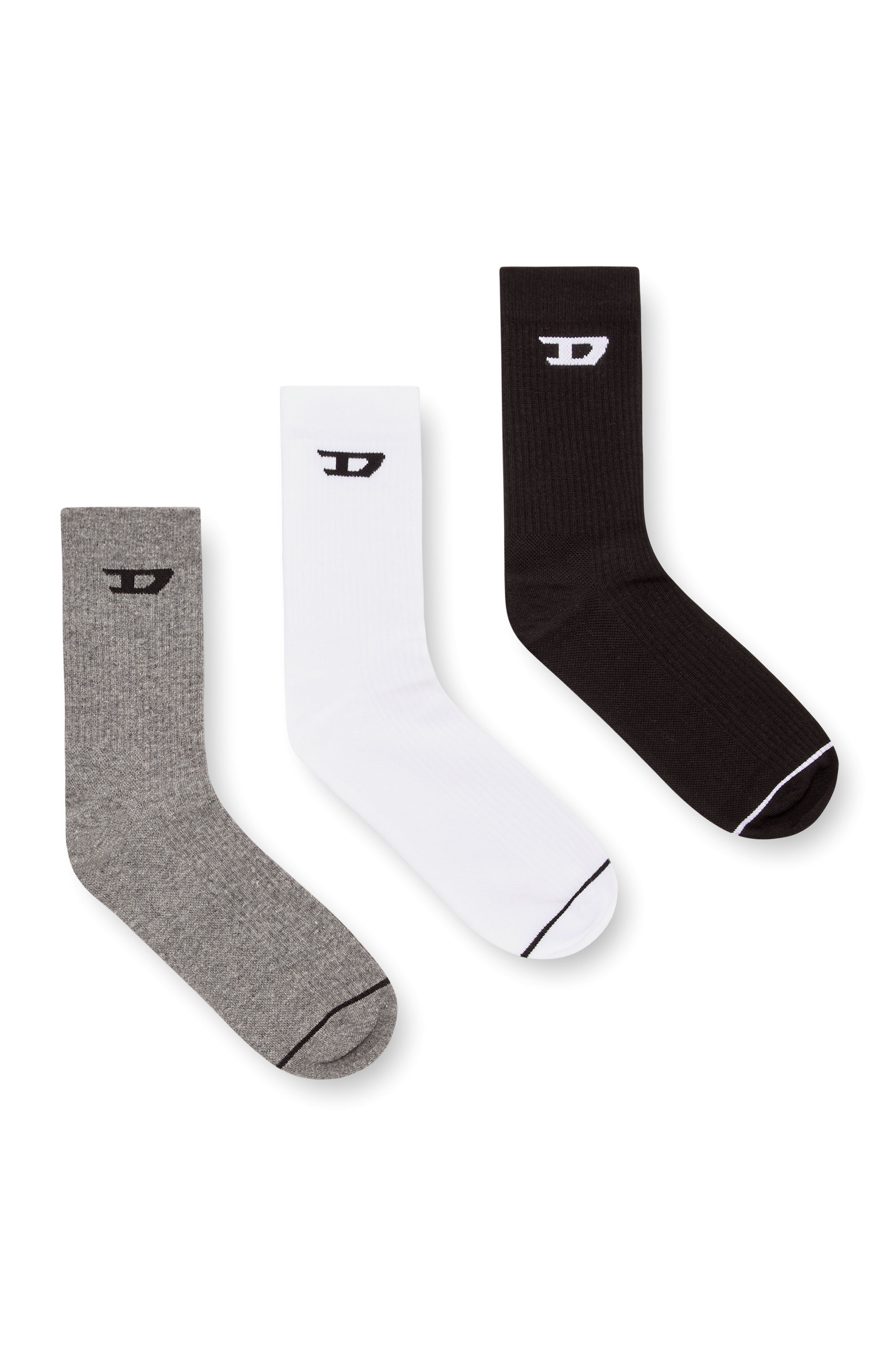 Diesel Homem Multicolor - Three-Pack Ribbed Socks With D Logo - Socks - Man Médio