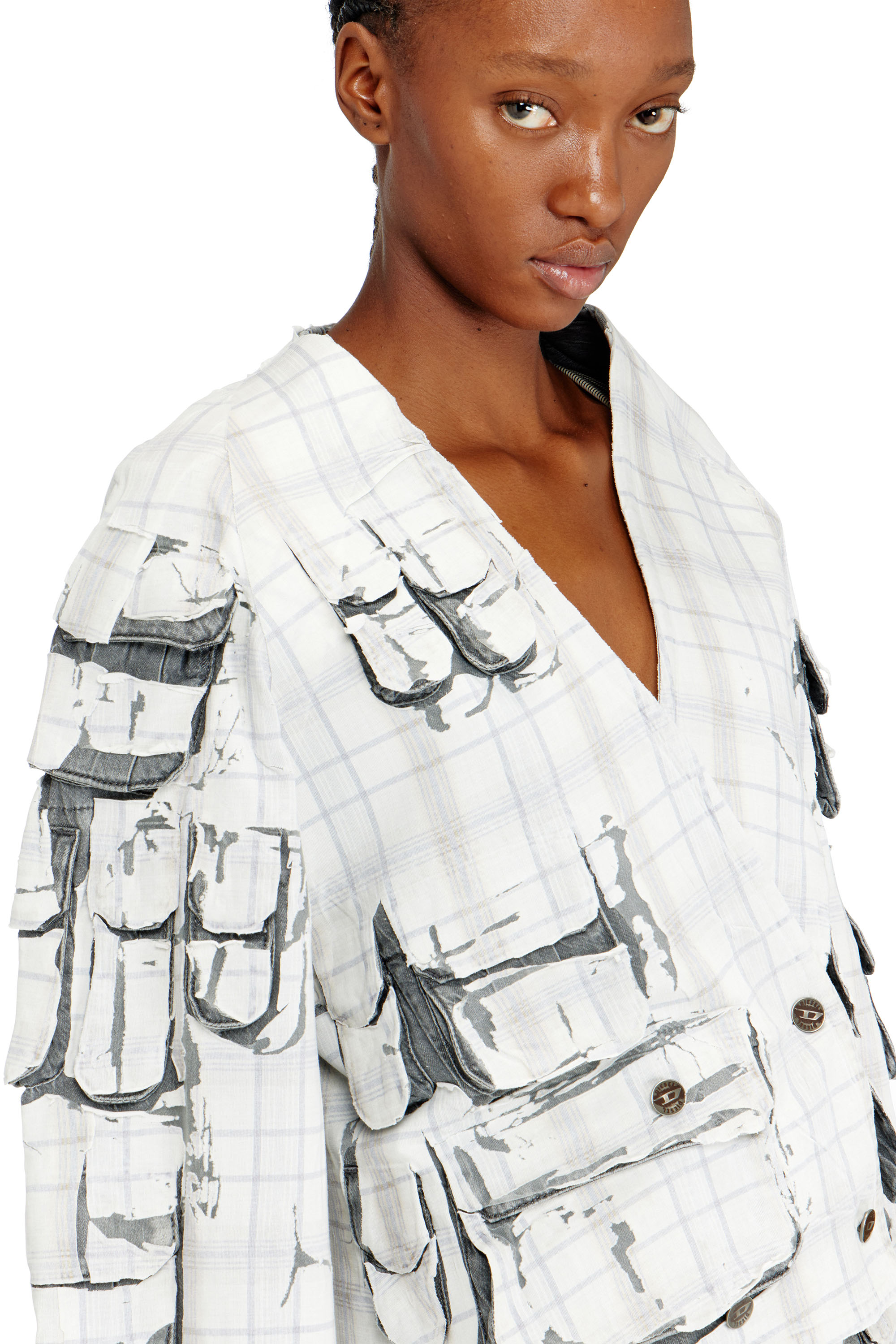 Diesel - DE-TALBAR-FSI, Woman's Denim cardi jacket with peel-off effect in Light Grey - 5