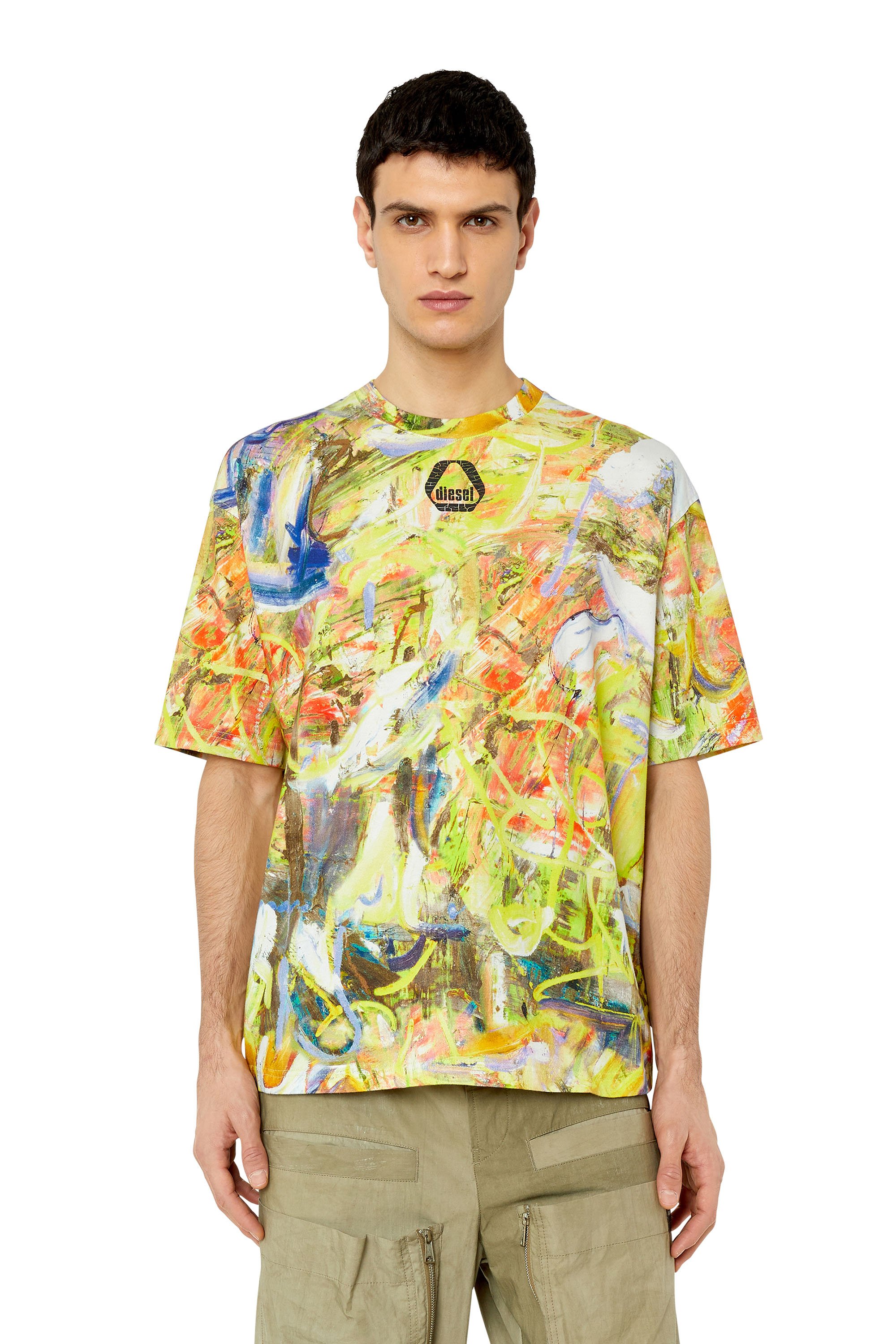 Diesel - T-shirt oversize con stampa astratta - T-Shirts - Uomo - Multicolor