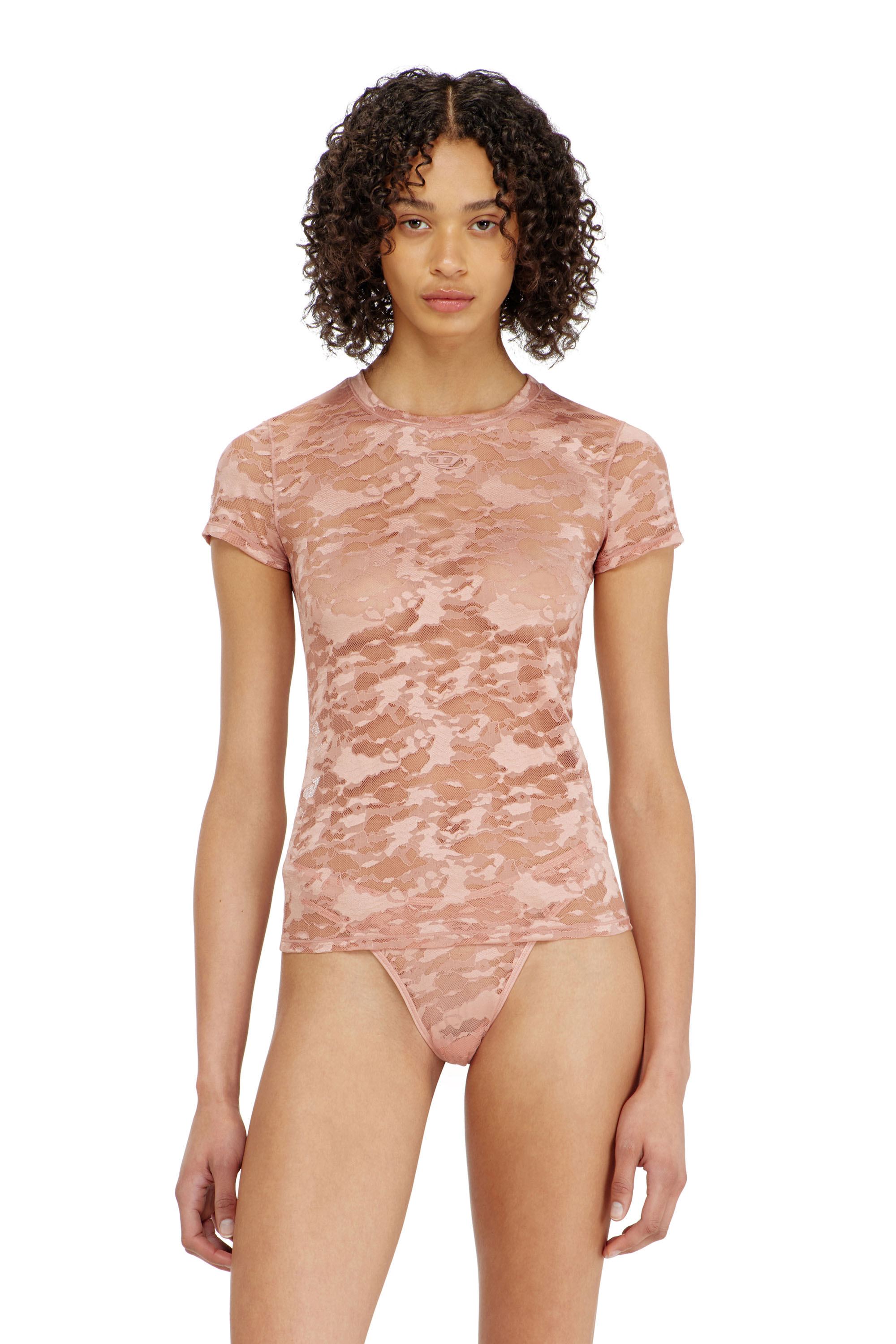 Diesel - KASIA-UTLT, Woman's Camo lace T-shirt in Nude - 3